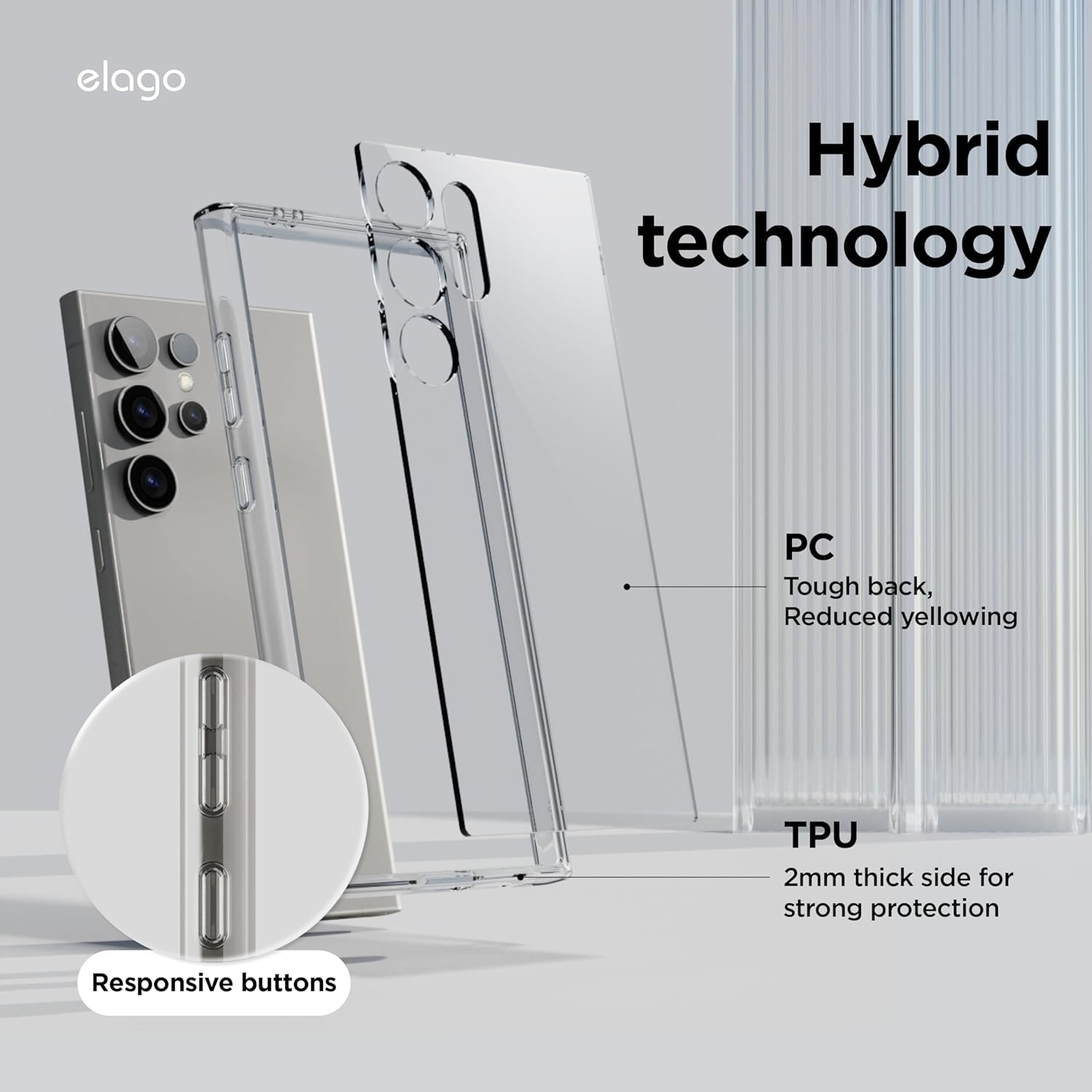 elago Hybrid Case Designed for Samsung Galaxy S24 Ultra 6.8" Case - Precise Camera Cutouts, Sleek and Light, Protective, PC/TPU Hybrid Technology,