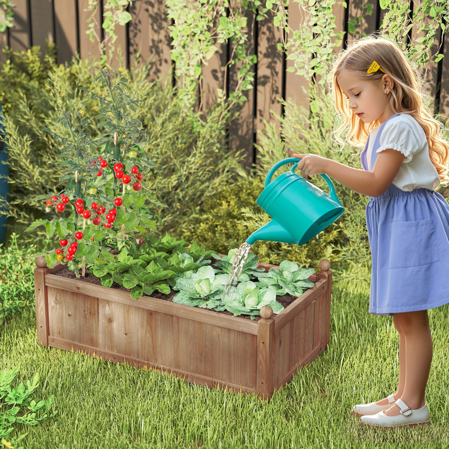 Gymax Raised Garden Bed 46'' x 24'' x 16'' Planter Box w/ 4 Drainage Holes for Patio