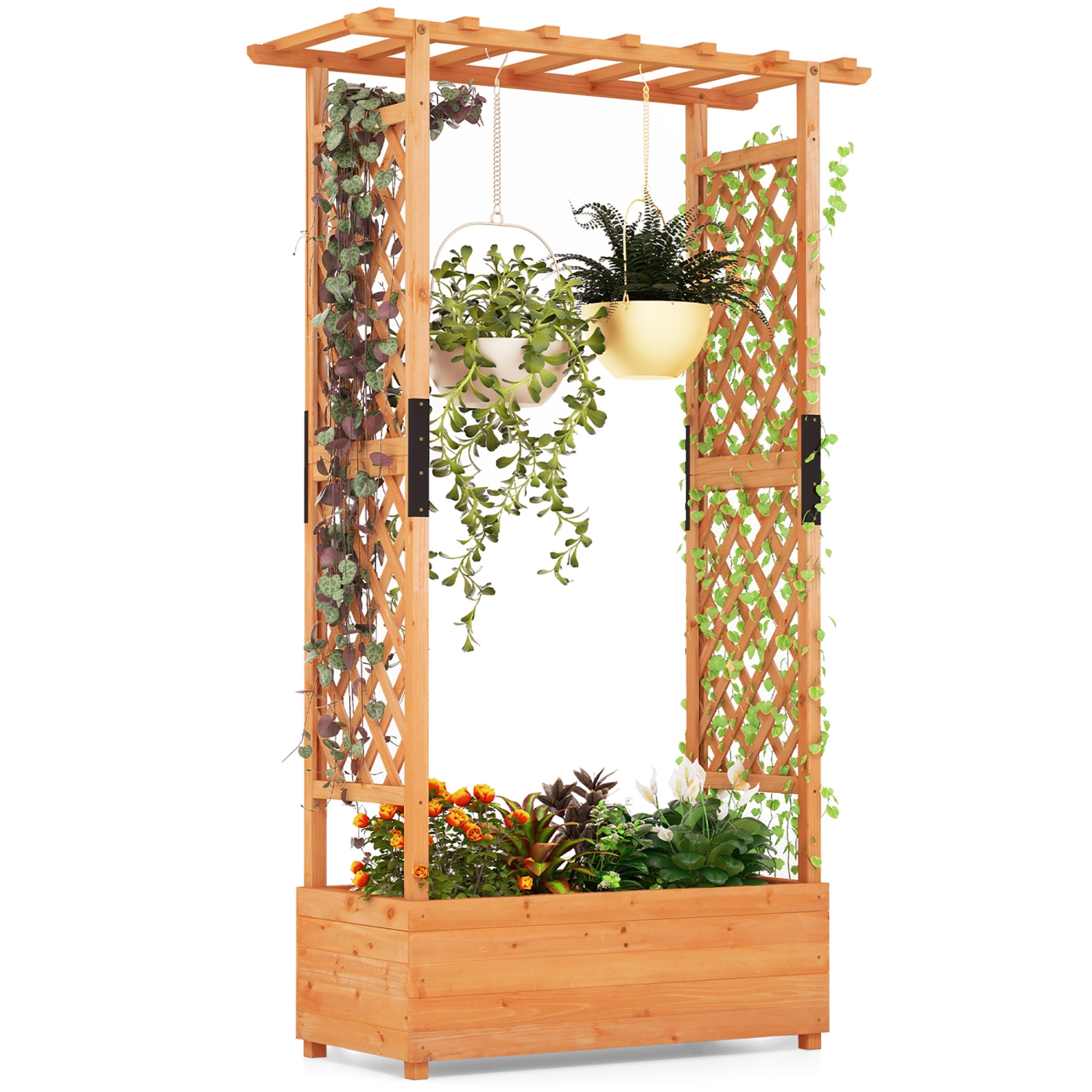 Gymax Raised Garden Bed Vertical Plant Container for Vine Climbing Plant Flower