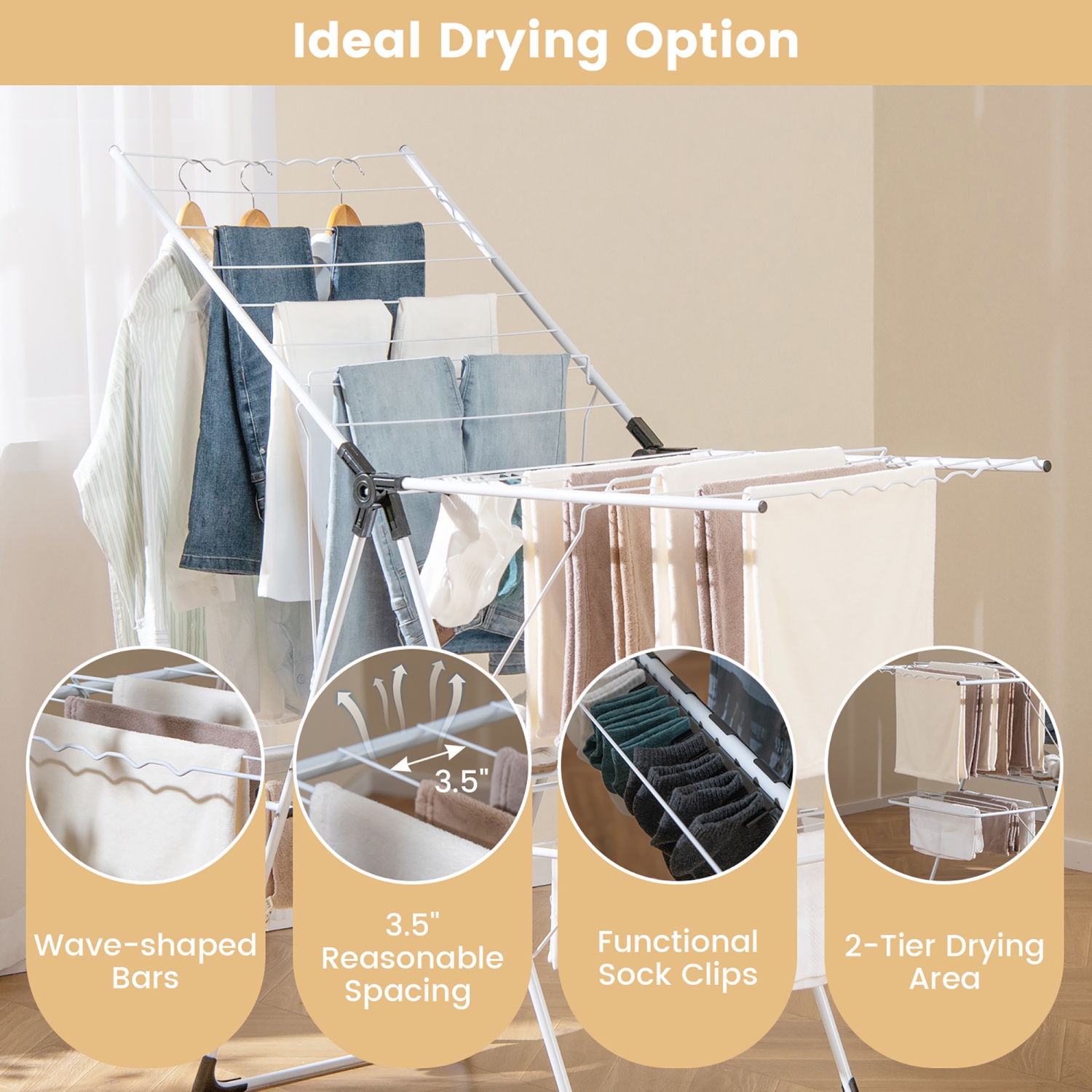 Cresnel Clothes Drying Rack Gymax Folding Clothes Drying Rack