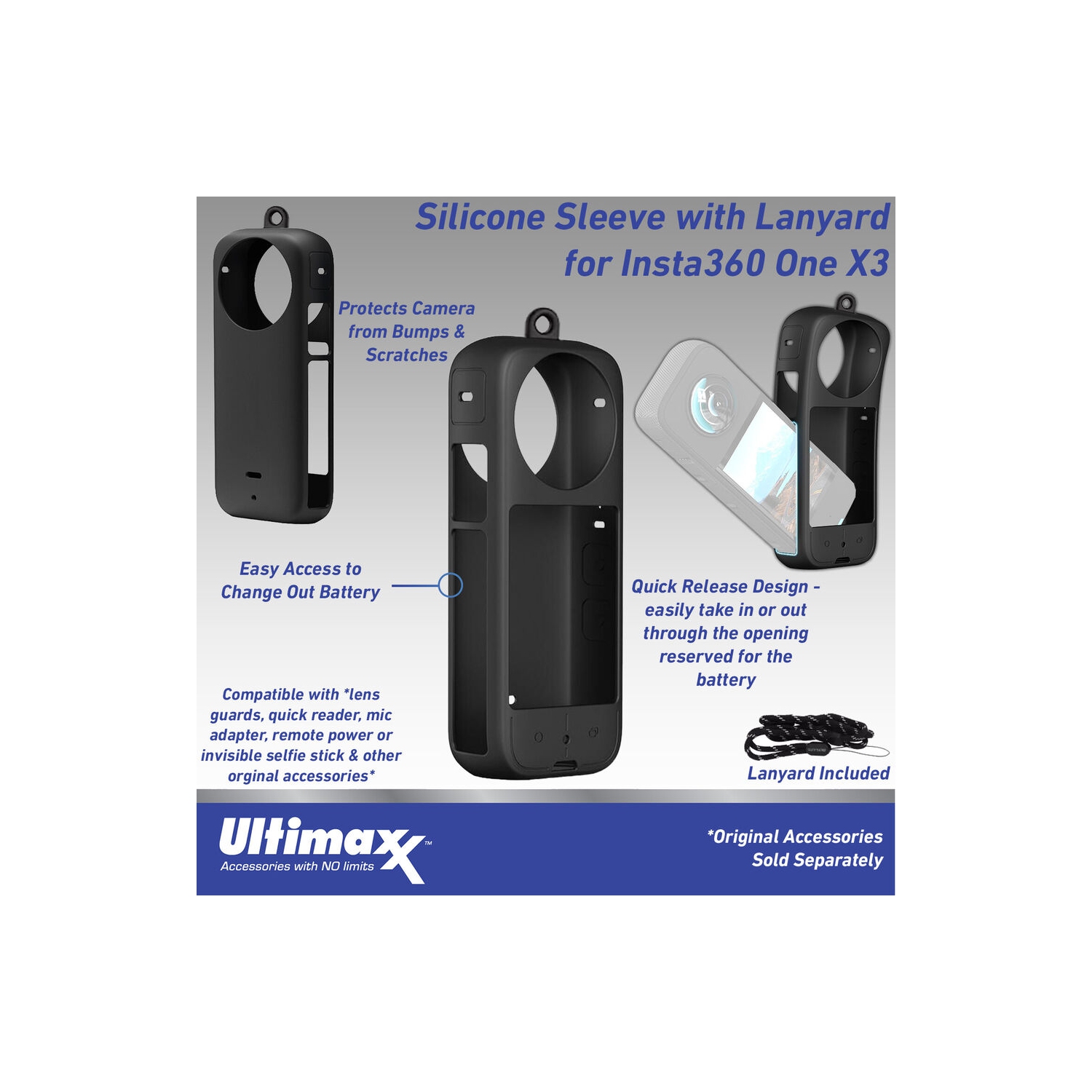 Ensemble d'accessoires de base pour Insta360 caméra d'action de poche X3