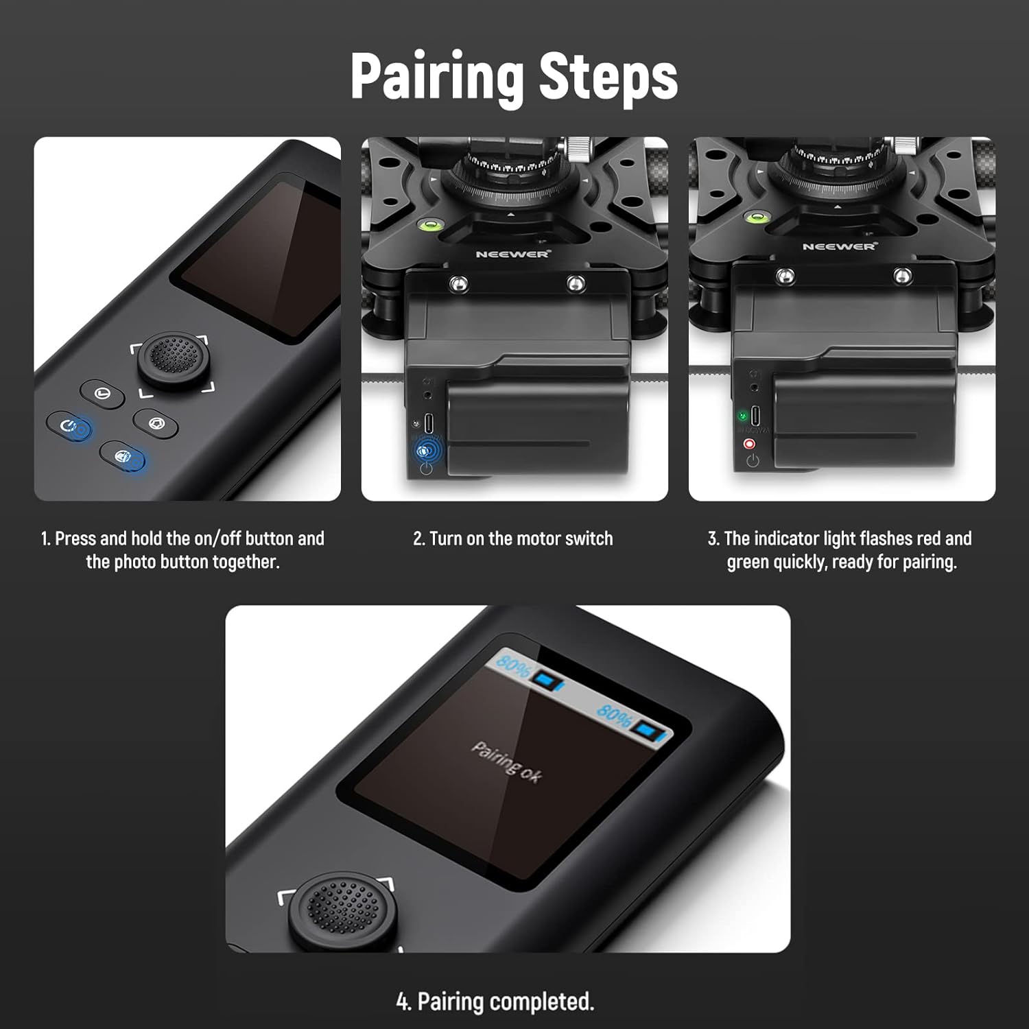 Le curseur motorisé pour caméra de 39,4 po/100&nbsp;cm de NEEWER avec contrôle sans fil 2,4G, le curseur de caméra sans fil en fibre de carbone prend