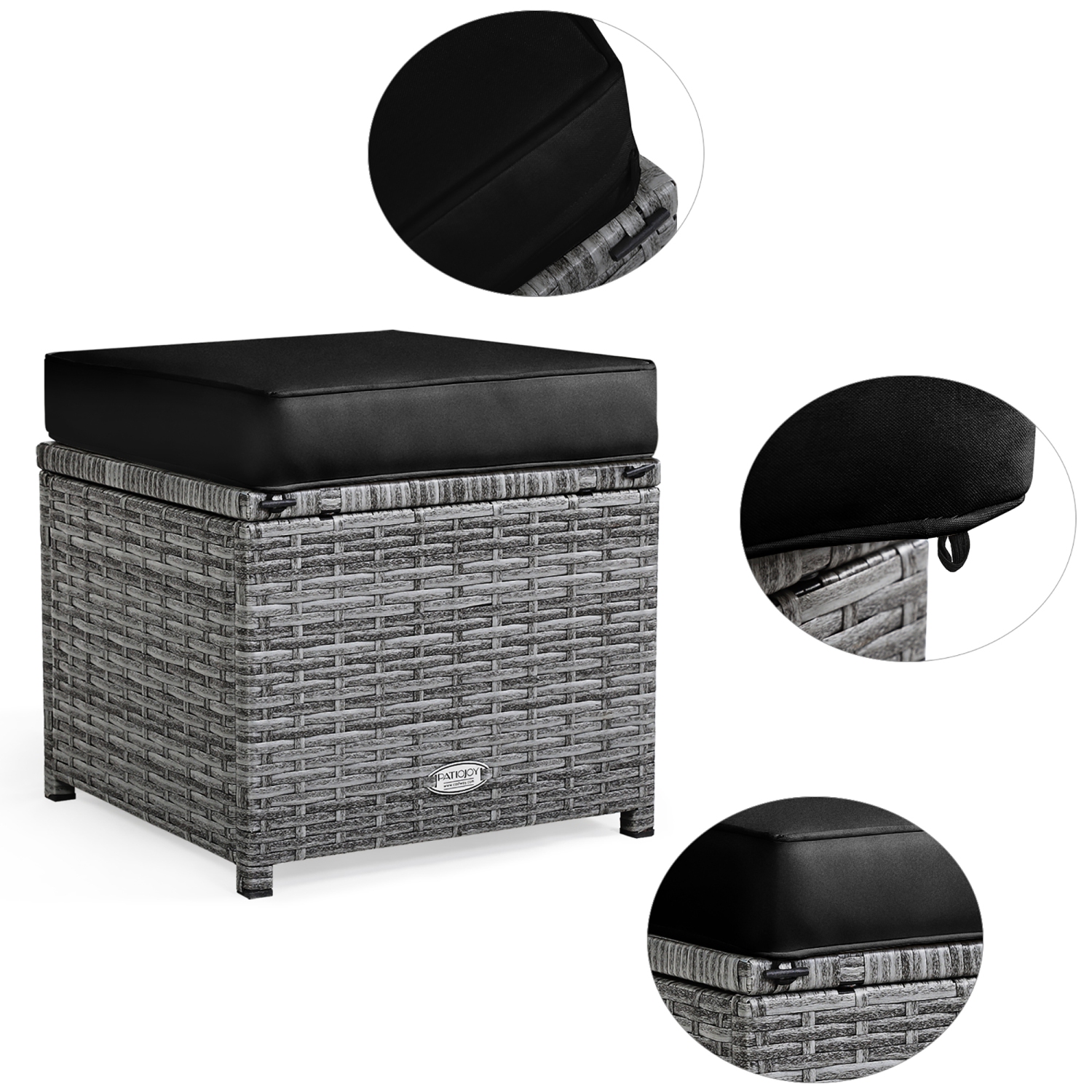 Ensemble patio de 7 pièces avec ensemble de salle à manger et canapé modulaire avec pouf et jardin en rotin de Costway - Noir