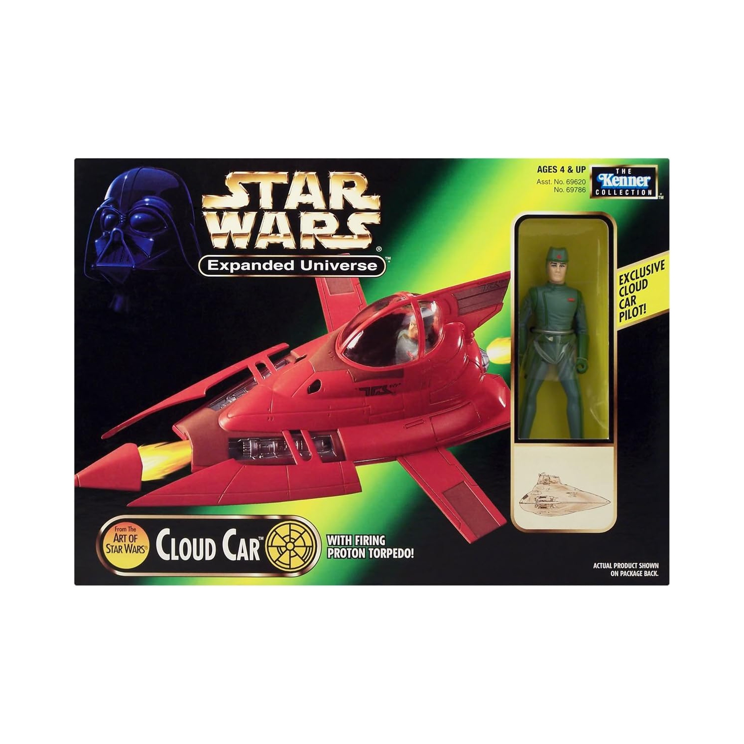 Hasbro Star Wars Expanded Universe: Cloud Car with Firing Proton Torpedo (1997) 4" Action Figure, Includes Exclusive Cloud Car Pilot