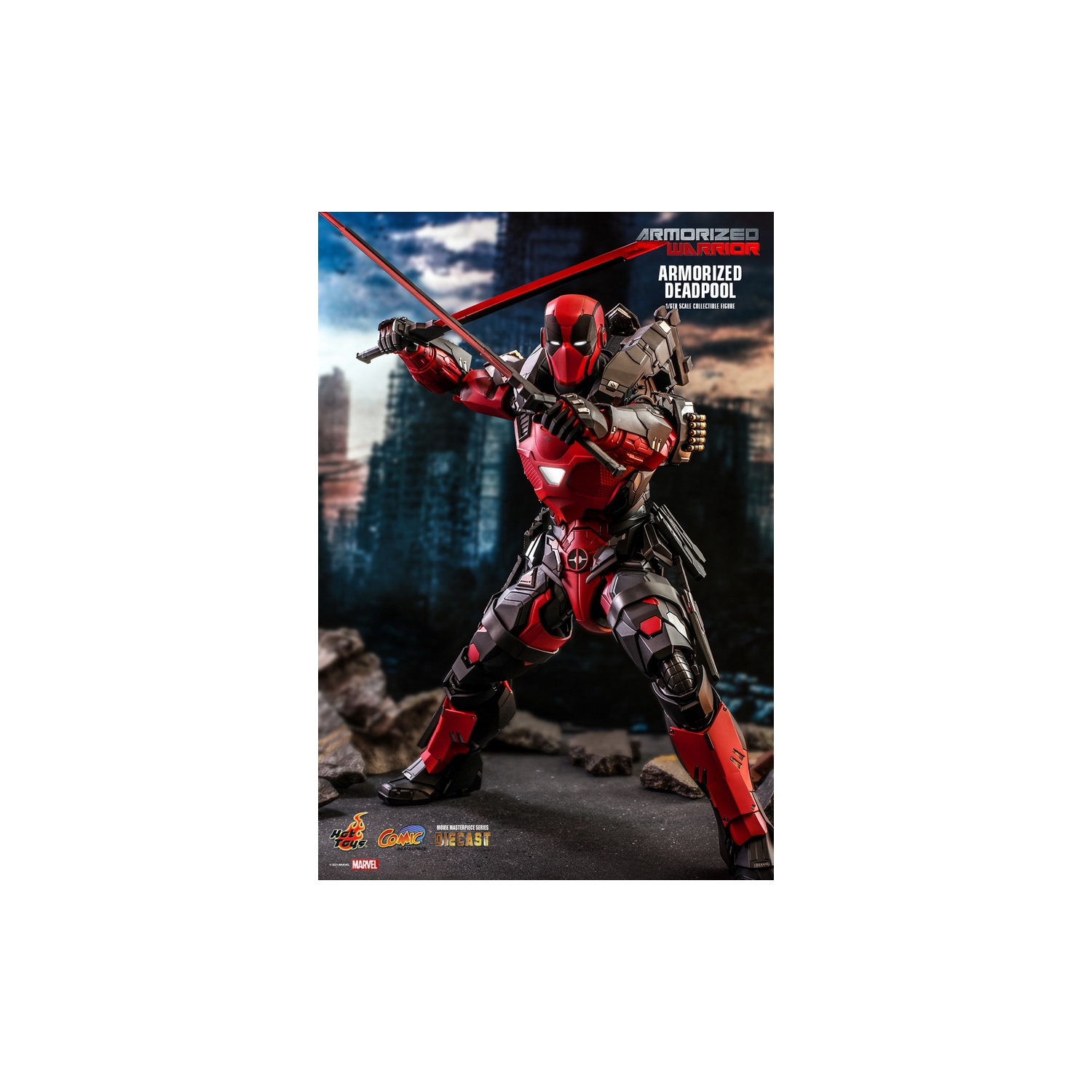 Figurine articulée de Deadpool de Hot Toys à échelle 1/6 de Marvel Armorized Warrior Movie