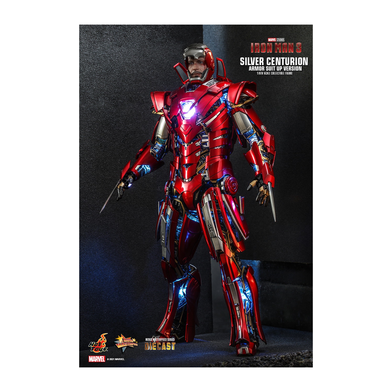 Hot Toys Silver Centurion Diecast (MMS618D43) Marvel Iron Man 3 Movie Masterpiece Sixth (1/6) Scale Figure
