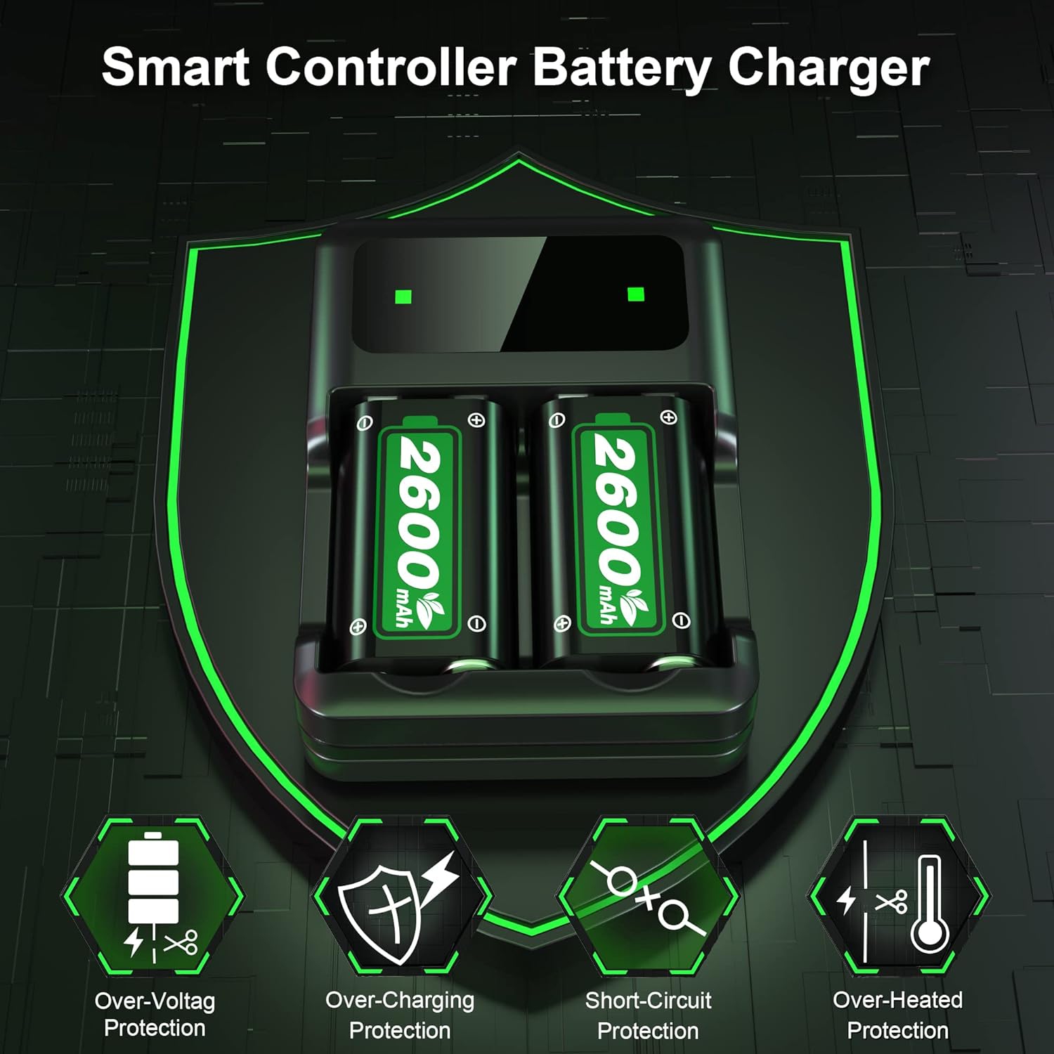 4 x 2600mAh Fast Charging Rechargeable Battery Pack with Charger