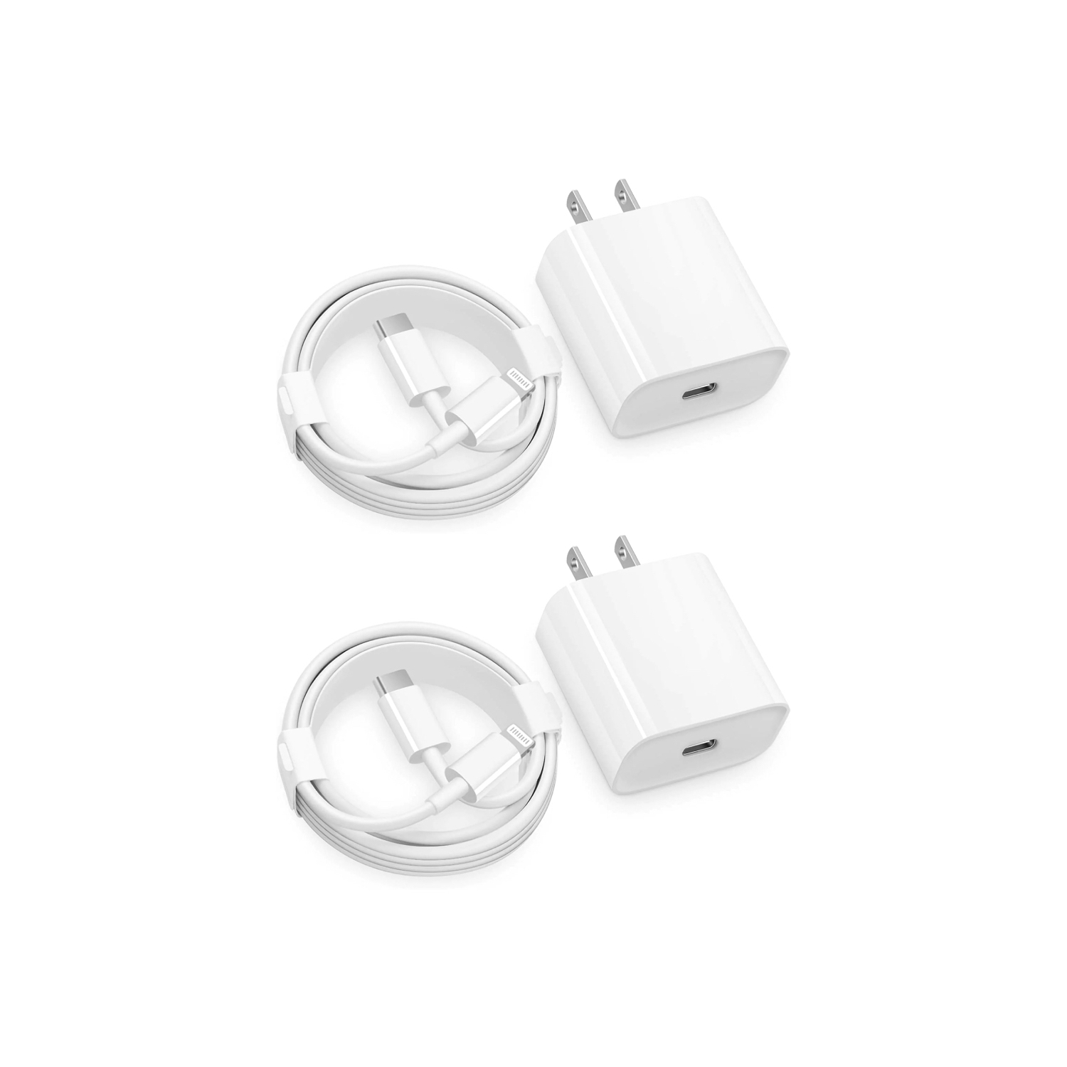 Renova - [2 Pack] Apple iPhone 20W USB-C Wall Charger Lightning Connector | Compatible With iPhone 14, 13, 12, 11 Pro Max, XR, XS, iPad 10th Gen, 9th Gen, 8th Gen, 7th Gen