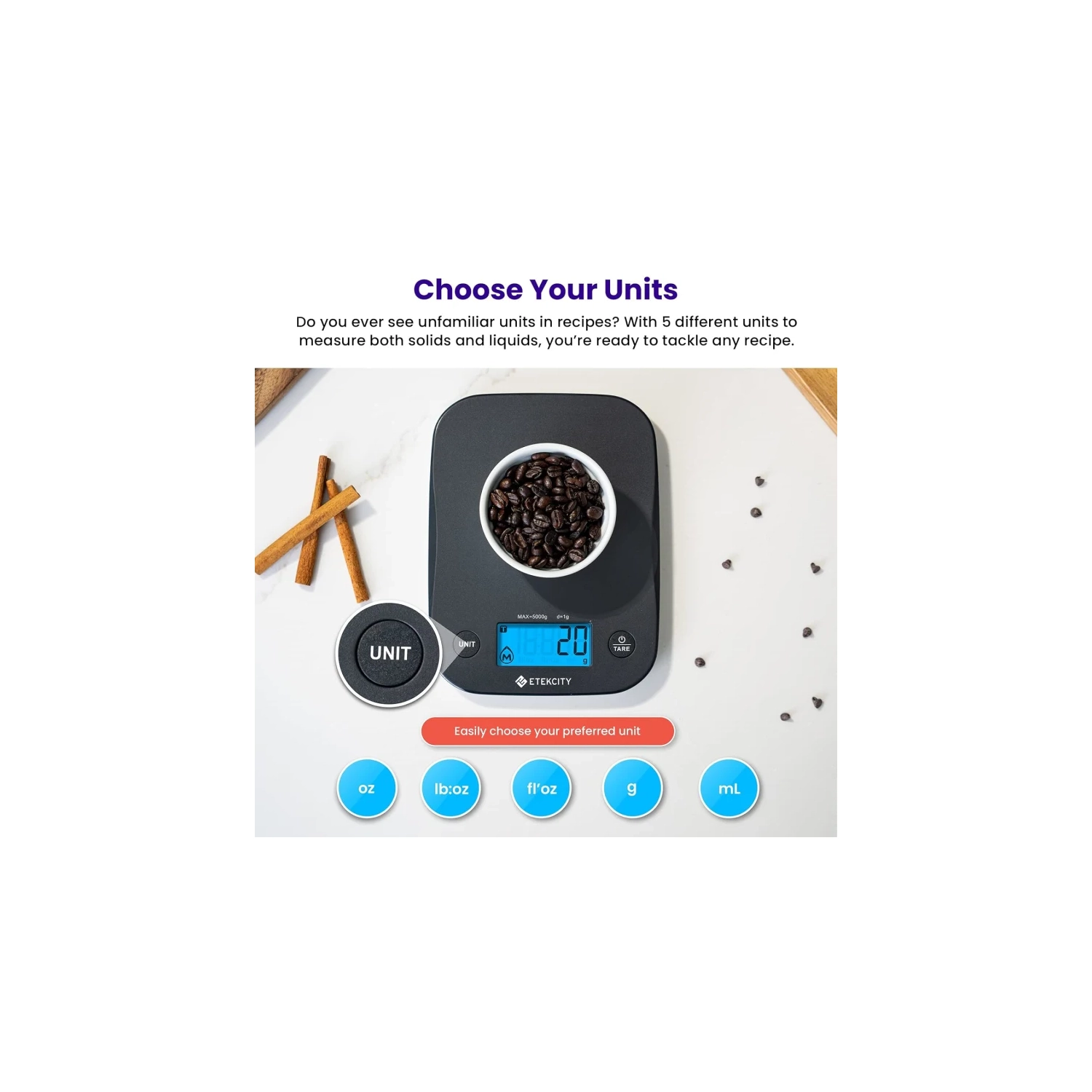 Balance de cuisine numérique noire moyenne - poids en grammes et onces pour la cuisson, la cuisson, la préparation de repas et l'alimentation