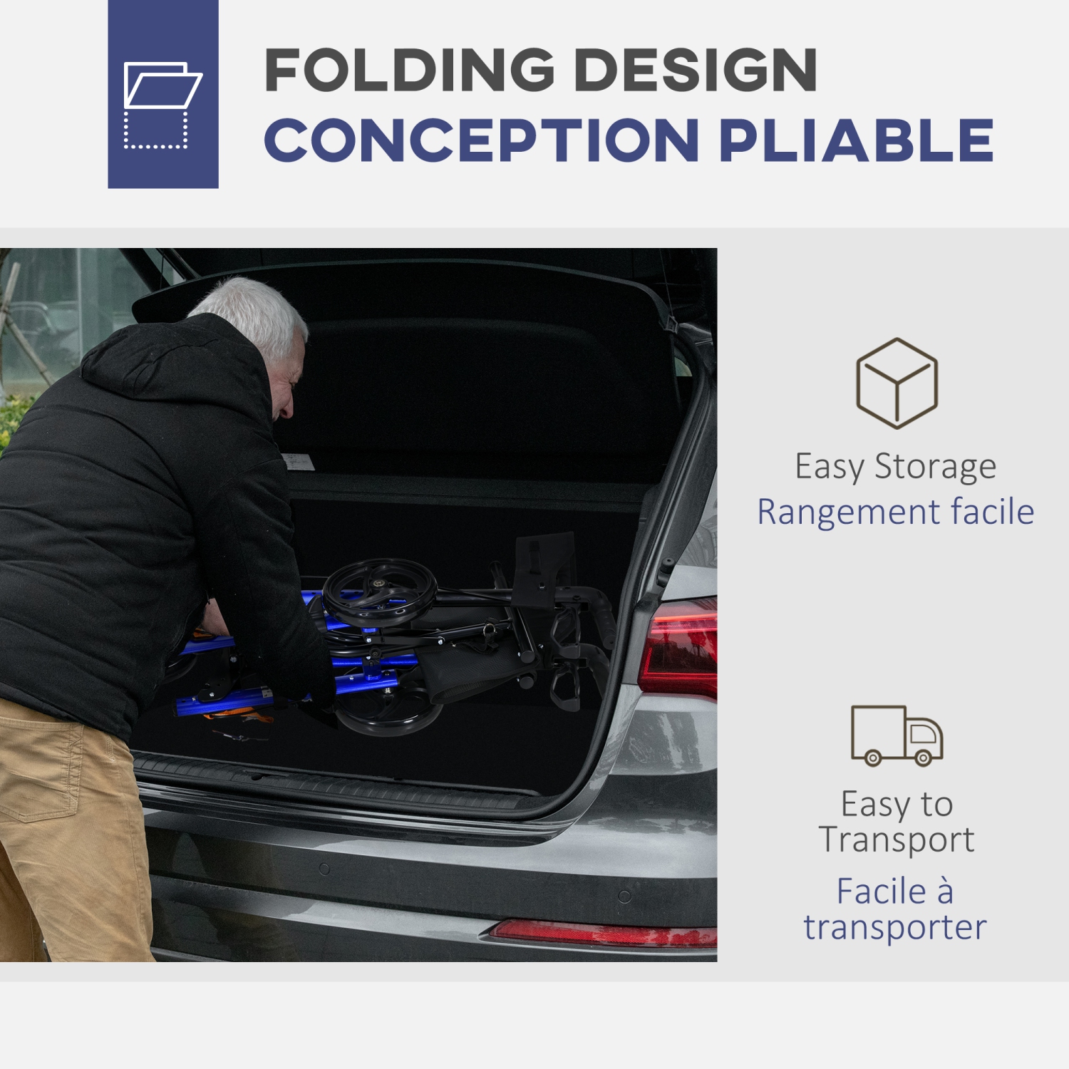 HOMCOM Rollator Walker for Seniors and Adults with 8'' Wheels, Seat, Aluminium Lightweight Folding Rolling Walker with Adjustable Handle, Storage