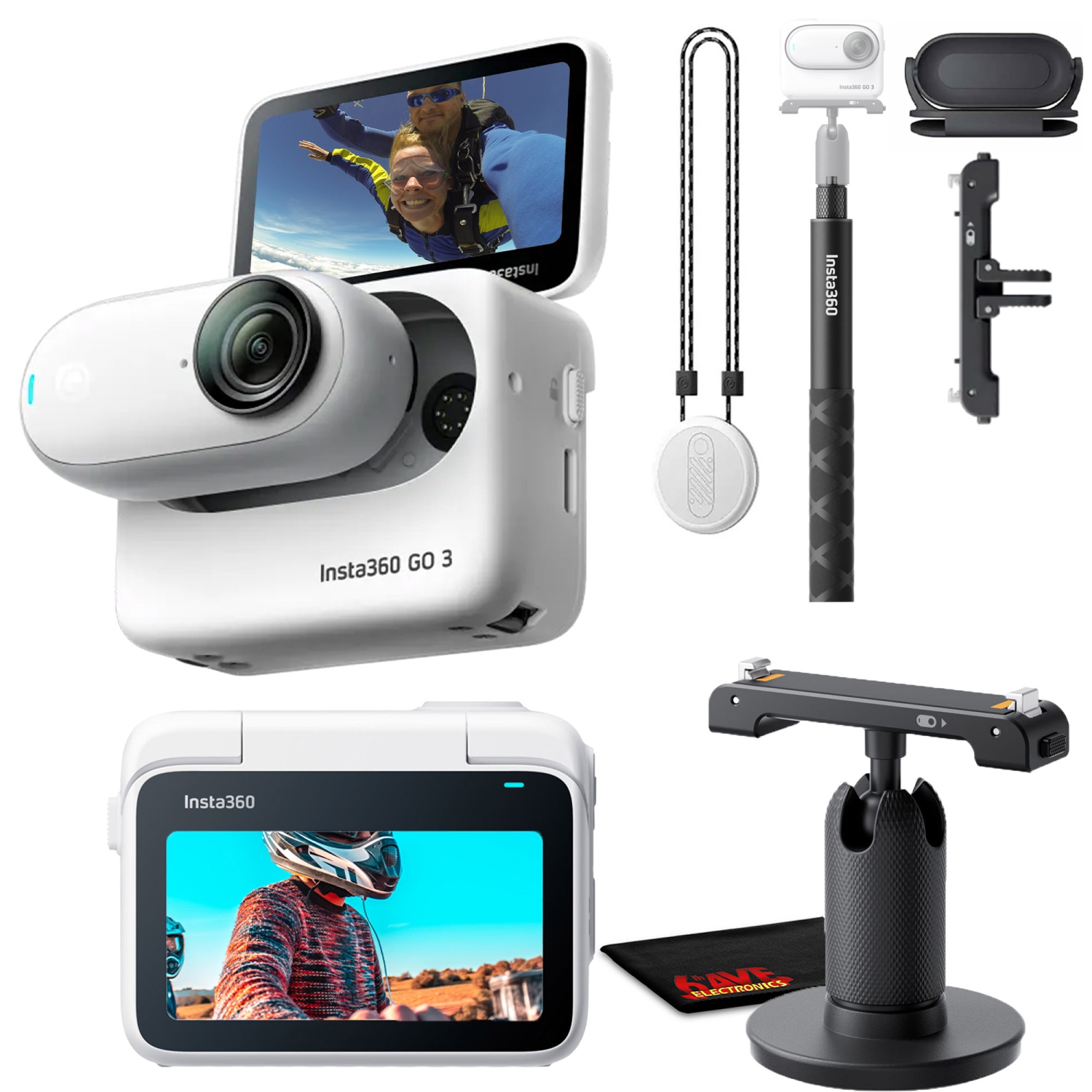 Open Box - Insta360 GO 3 Action Camera, White - 64GB with Sport Kit