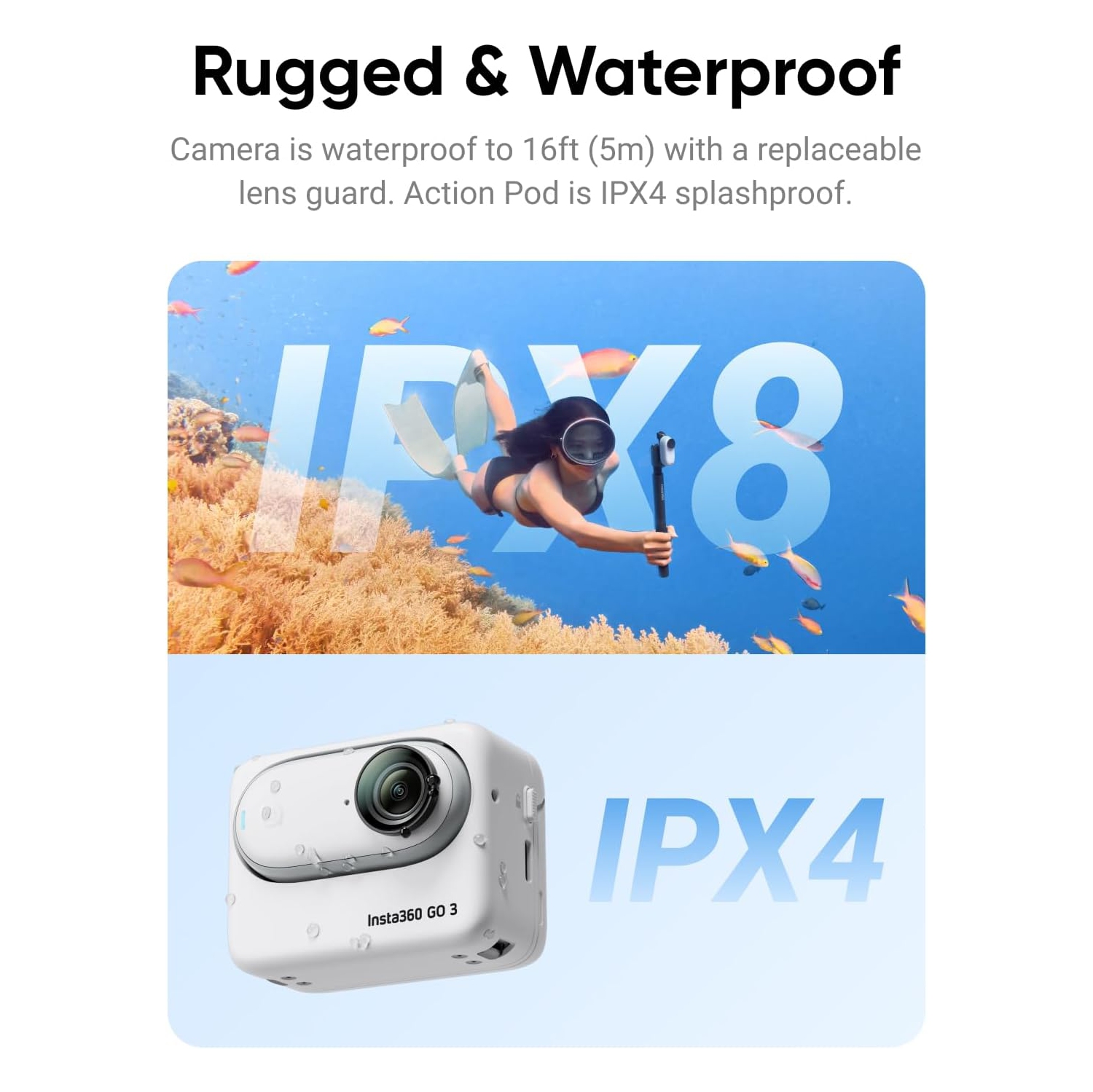 Open Box - Insta360 GO 3 Action Camera, White - 64GB with Sport Kit