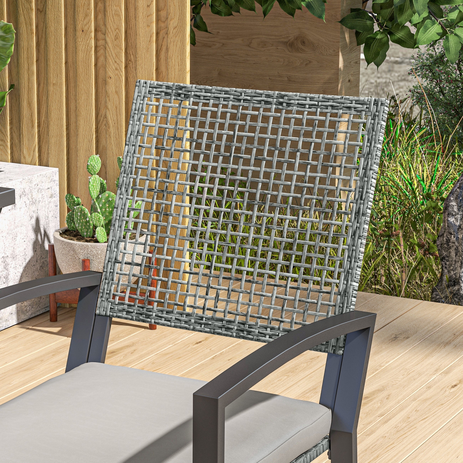 Ensemble de bar en osier de 3 pièces Outsunny, ensemble de bar bistro classique patio style rotin jardin, table de bar et chaises hautes avec