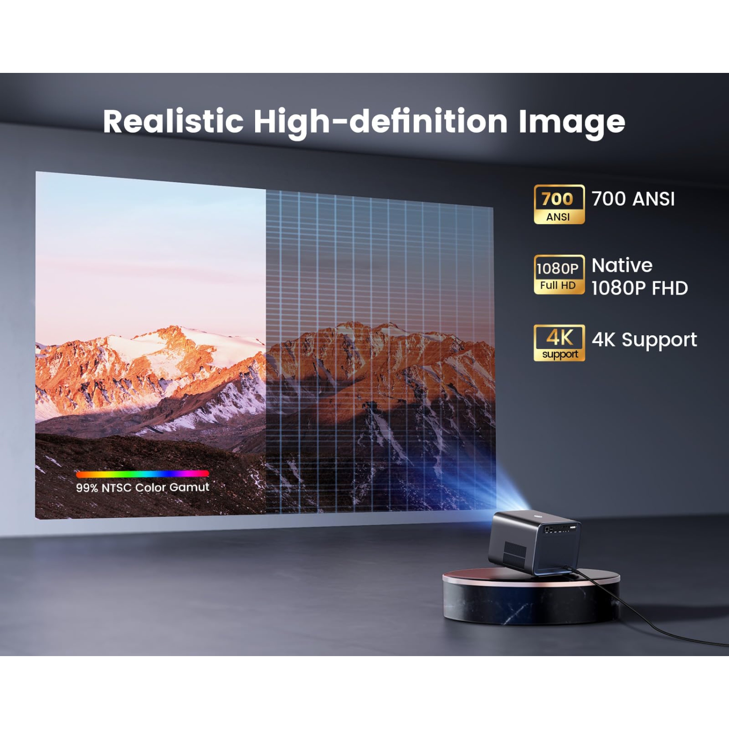 Smart 4K Wifi Bluetooth Projector, Netflix Licensed, Support Dolby, Auto Focus/Keystone, Wimius 1080P Projector with Netflix 7000+ Apps, Home Theater