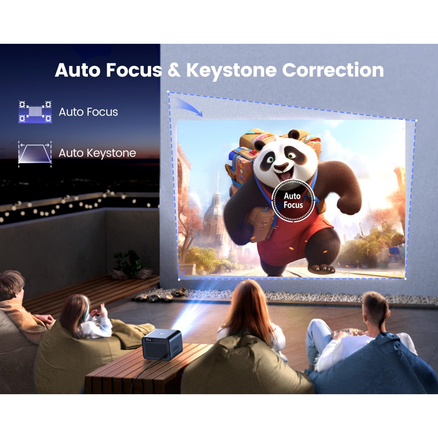 Smart 4K Wifi Bluetooth Projector, Netflix Licensed, Support Dolby, Auto Focus/Keystone, Wimius 1080P Projector with Netflix 7000+ Apps, Home Theater