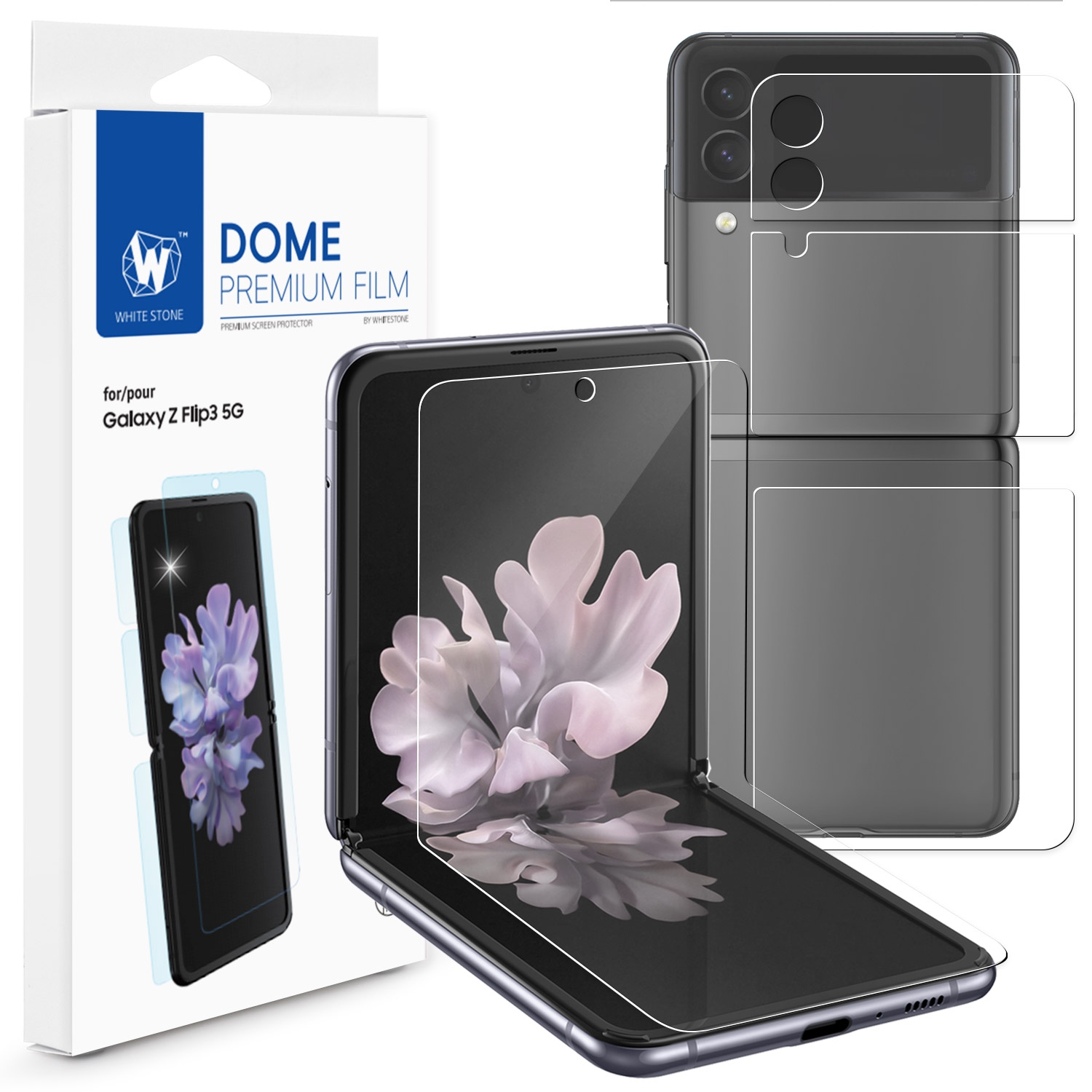 Whitestone Premium film protecteur d'écran pour Galaxy Z Flip 3 [anti-Shock, Self Healing EPU film] - Paquet de 1