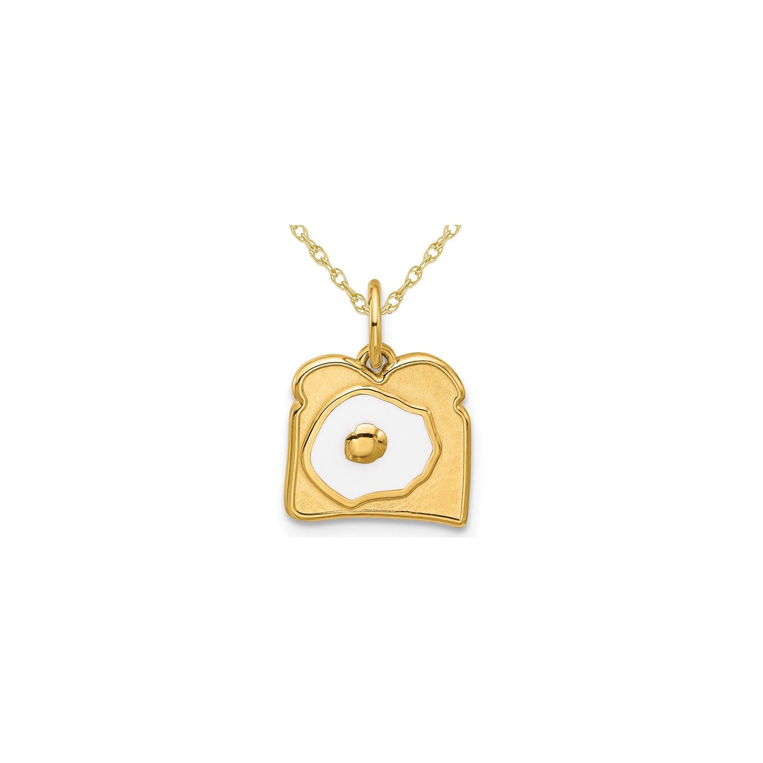14K Yellow Gold Fancy Egg on Toast Charm Pendant Necklace with Chain