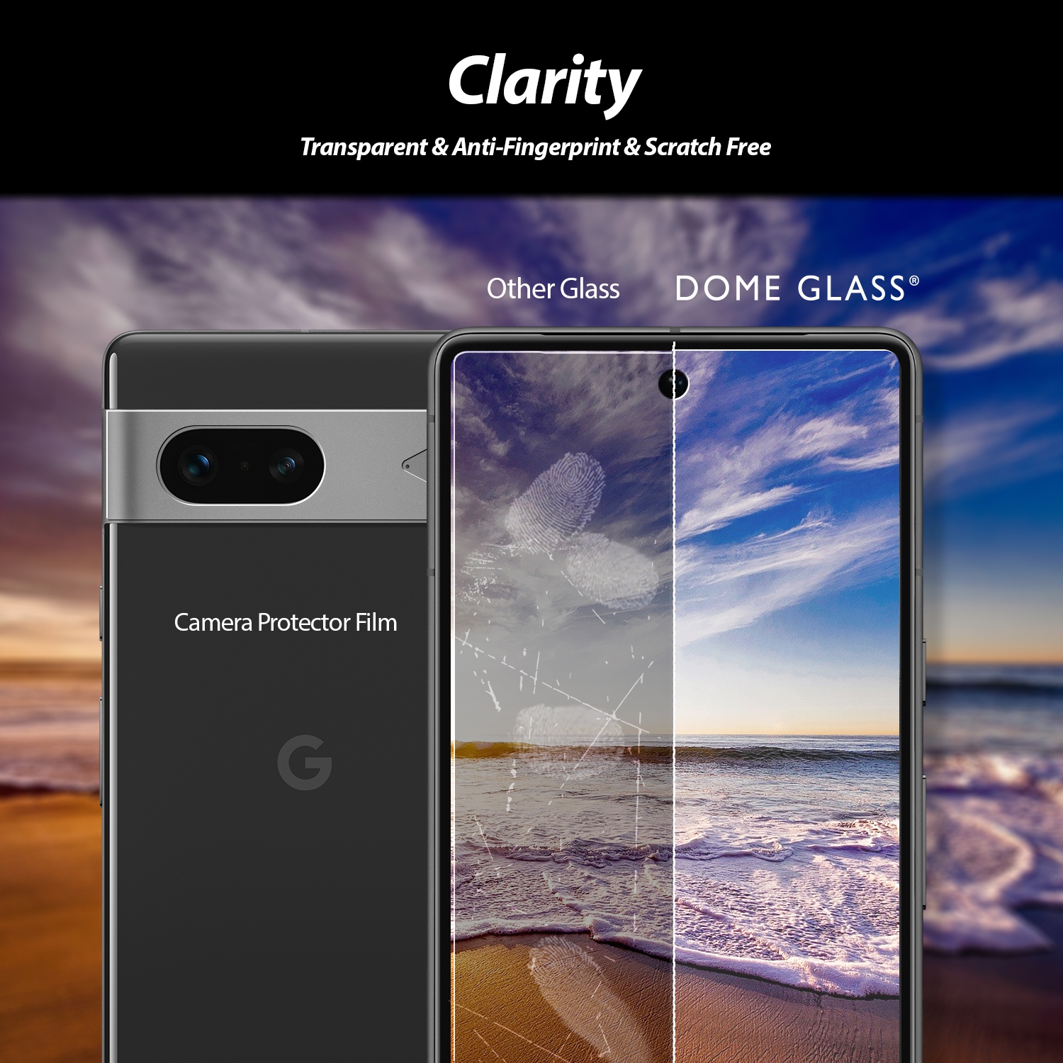 Whitestone DomeGlass Screen Protector for Google Pixel 7 with UV Lamp [9H Tempered Glass, Bubble Free, Installation Kit] - 2 Pack