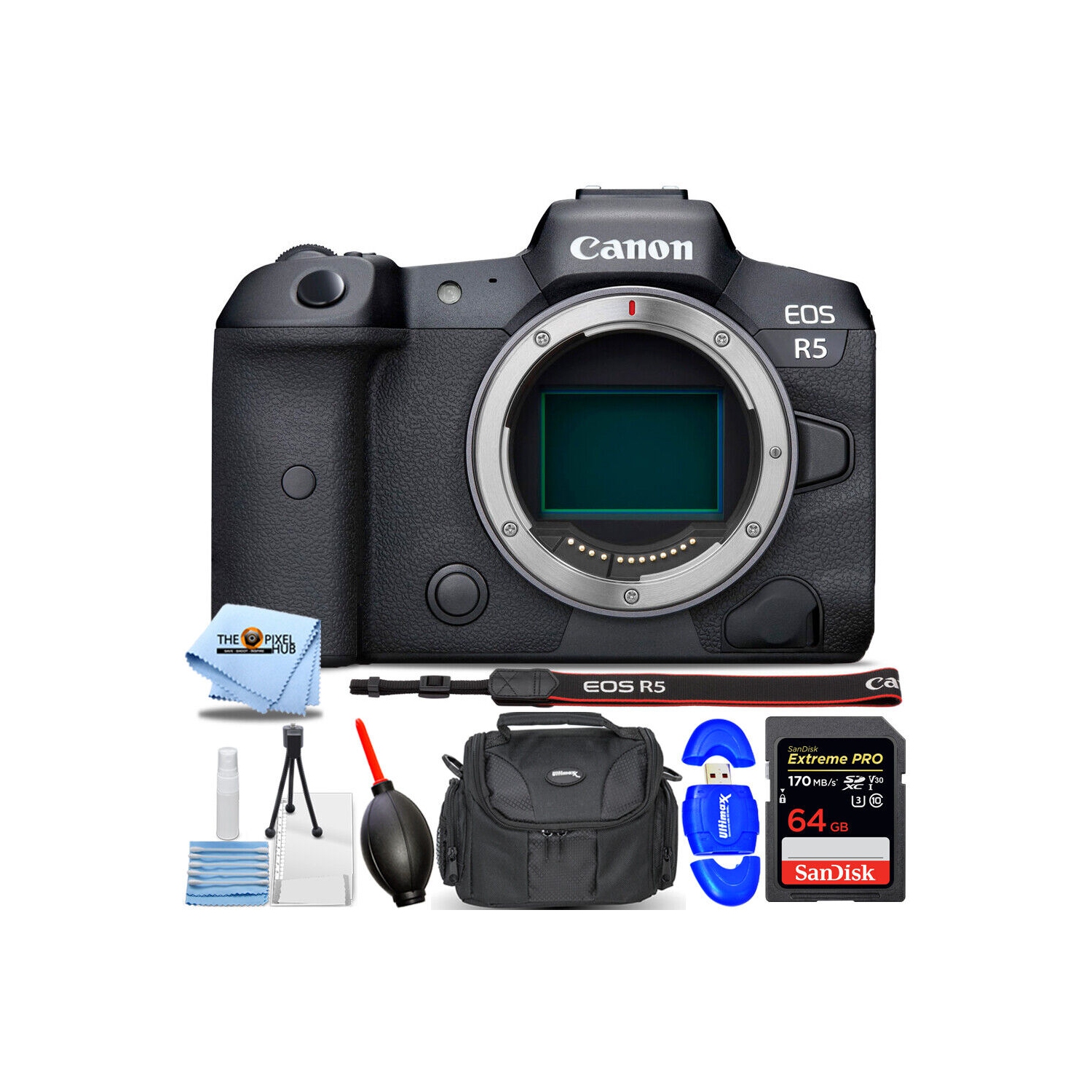Canon EOS R5 Mirrorless Digital Camera (Body Only) 4147C002 + 64GB Bundle