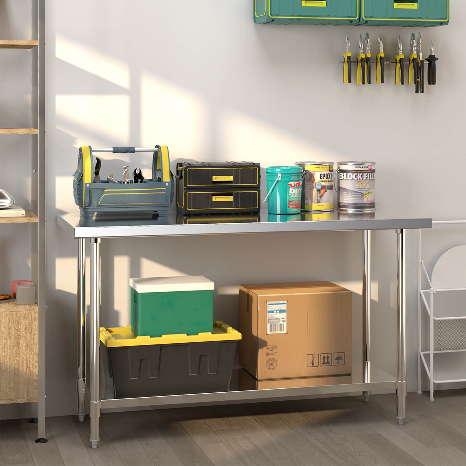 Gymax 24 x 60 Inches Stainless Steel Work Table Kitchen Prep & Work Table Silver