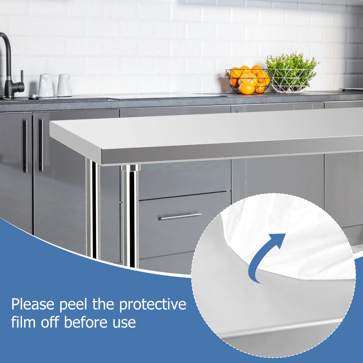 Gymax 24 x 60 Inches Stainless Steel Work Table Kitchen Prep & Work Table Silver