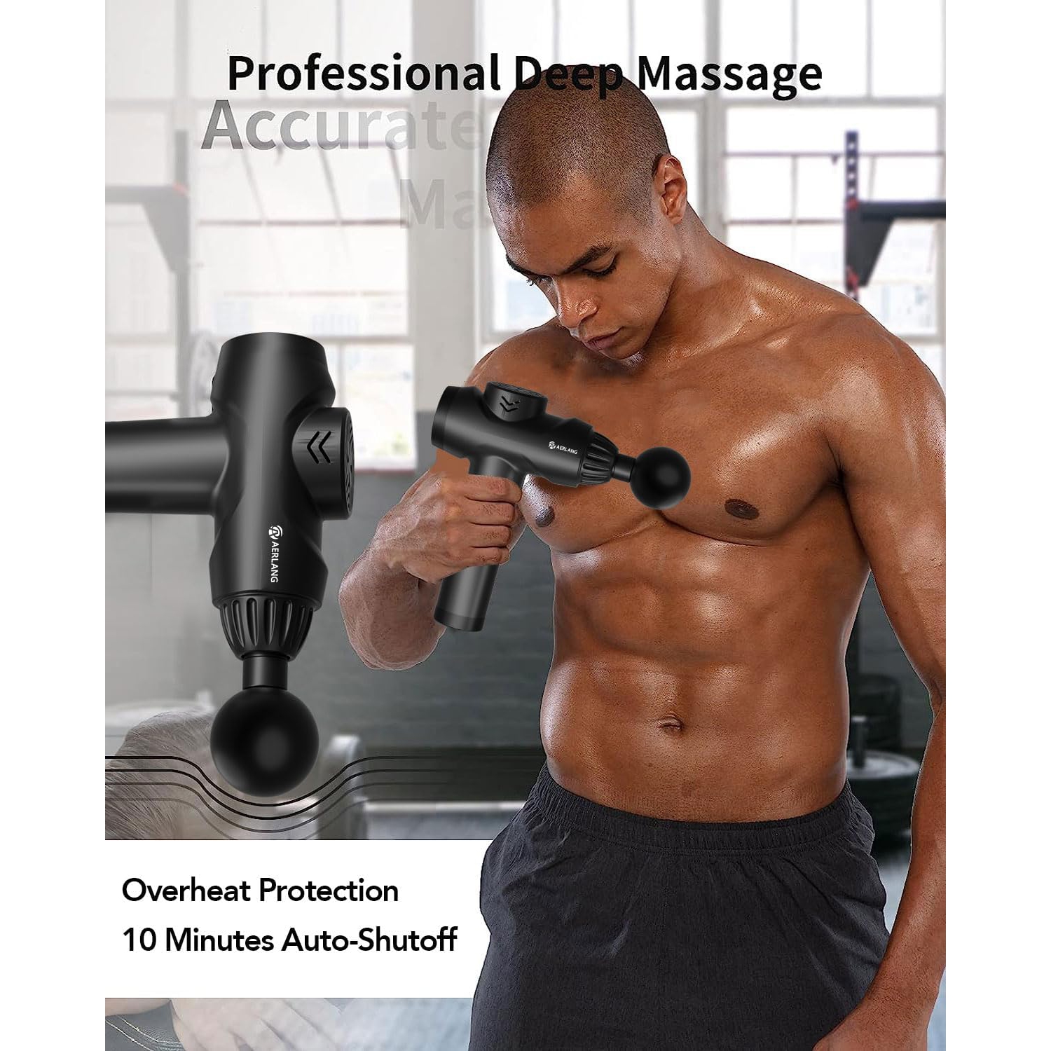 Pistolet de massage AERLANG, pistolet de massage à percussion, appareil de massage pour tissus profonds portatif