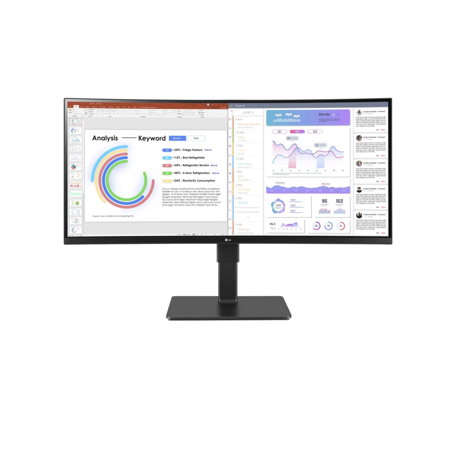 LG 34" UltraWide WQHD 5ms GTG Curved IPS LED Monitor (34BQ77QB-B) - Black