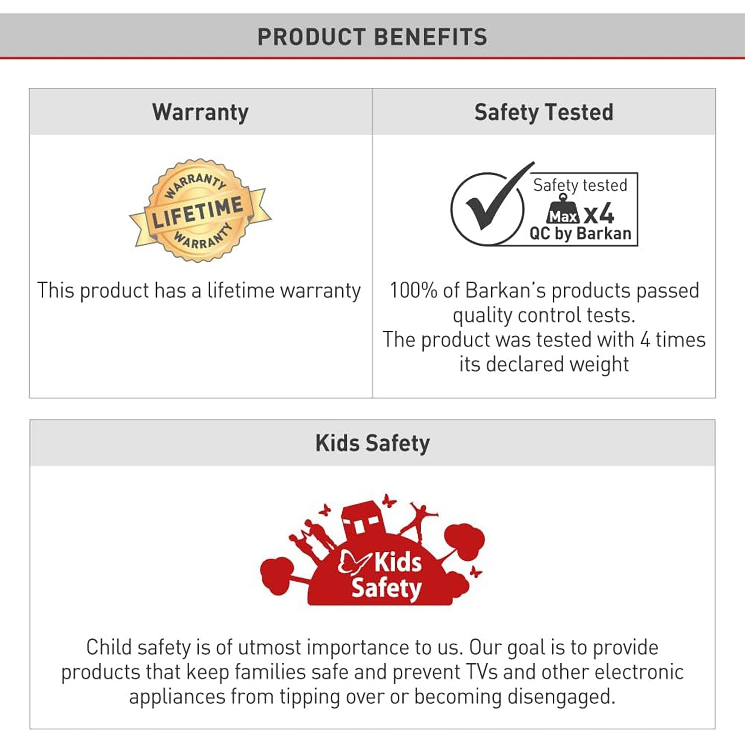 Barkan - Full Motion Wall TV Mount, For Flat or Curved Screens from 13" to 43", Maximum 25kg