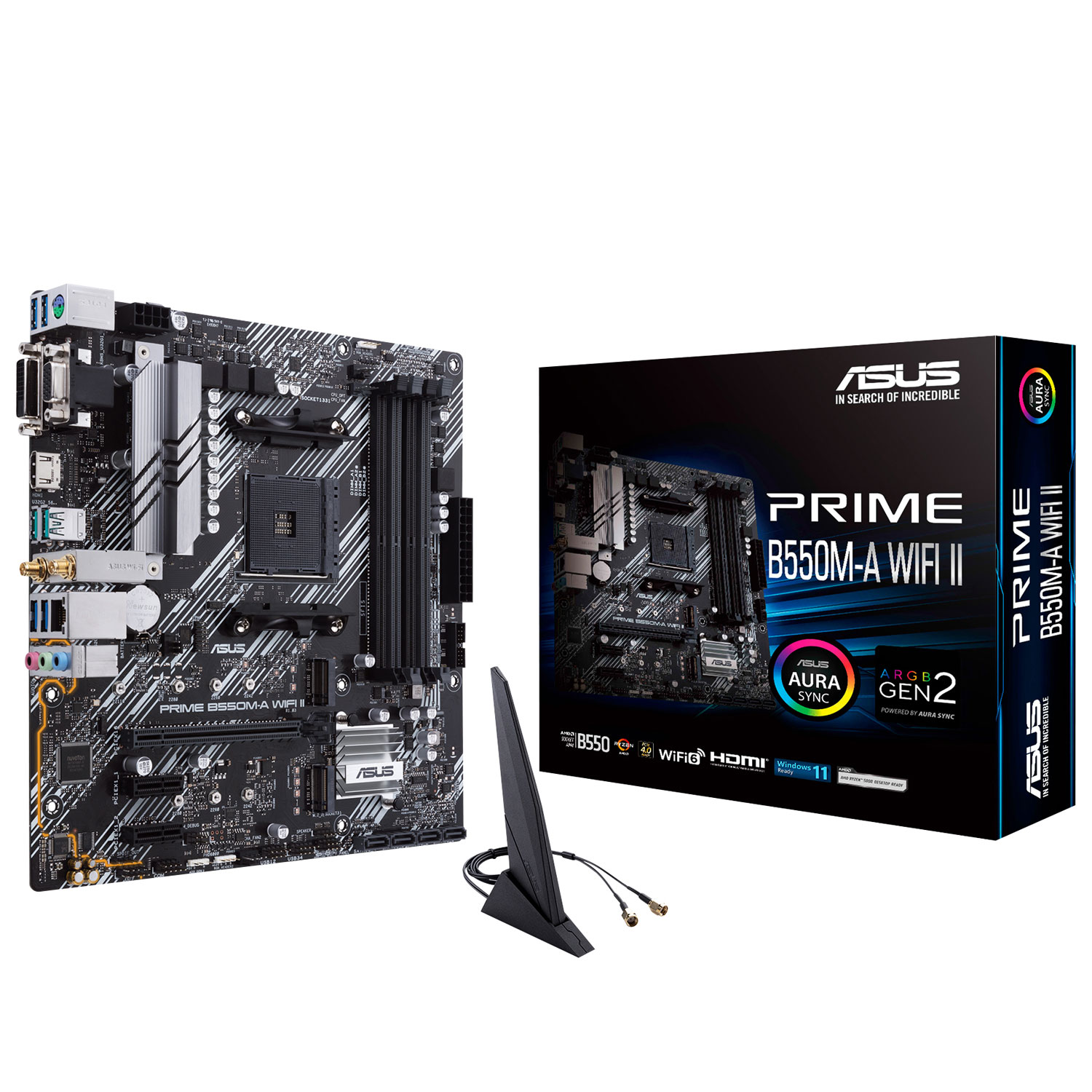 ASUS Prime B550M-A Wi-Fi II Micro-ATX AM4 Motherboard for AMD Ryzen 3000/4000/5000 Series CPUs