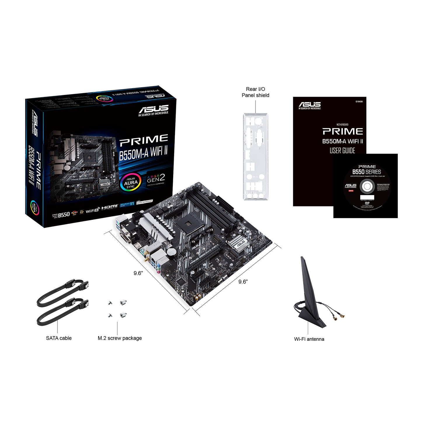 Carte mère Prime B550M-A Wi-Fi II Micro-ATX AM4 d'ASUS pour processeurs Ryzen 3000/4000/5000 d'AMD