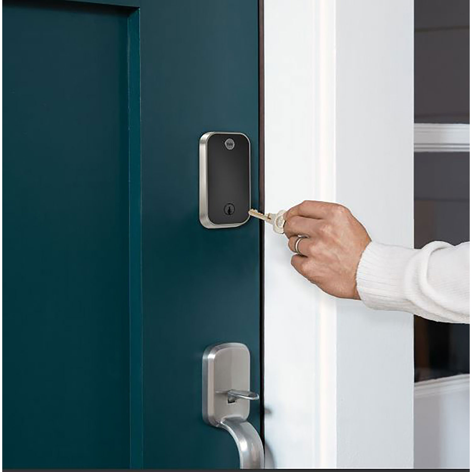 Serrure intelligente Wi-Fi à clé et écran tactile avec pavé biométrique Assure Lock 2 de Yale - Nickel