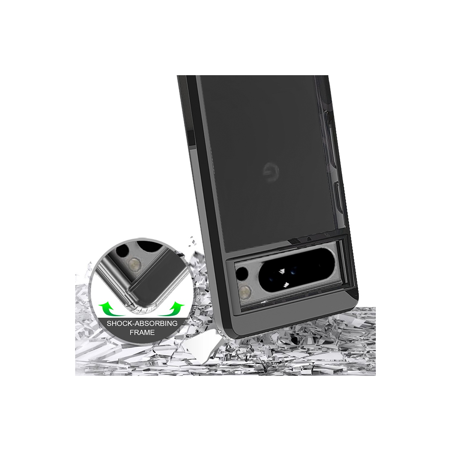 Étui hybride transparent et transparent pour Pixel 8 Pro 5G de Mobile Magic - PC transparent + TPUR noir