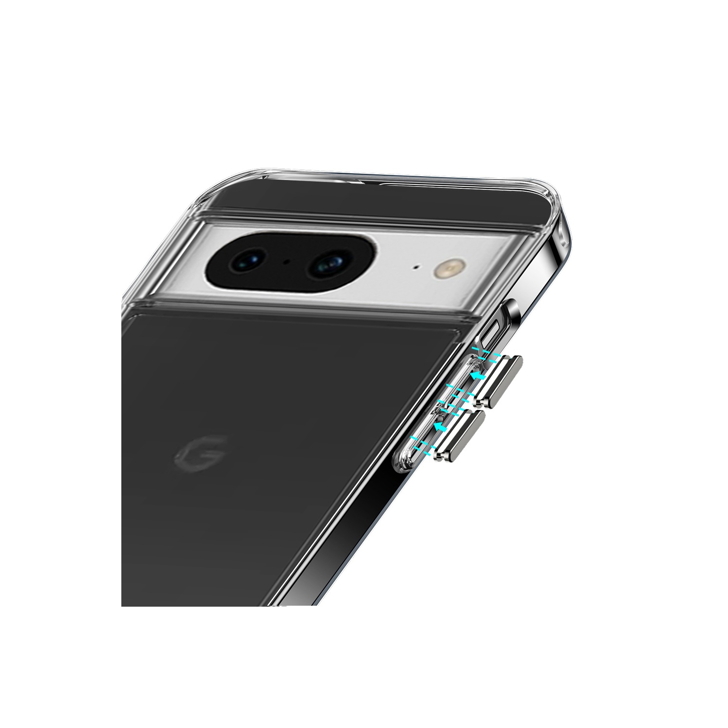 Étui-clavier 2,0&nbsp;mm anti-chocs, CRISTAUX PURS transparents, Mobile Magic pour Google Pixel 8 Pro 5G - transparent