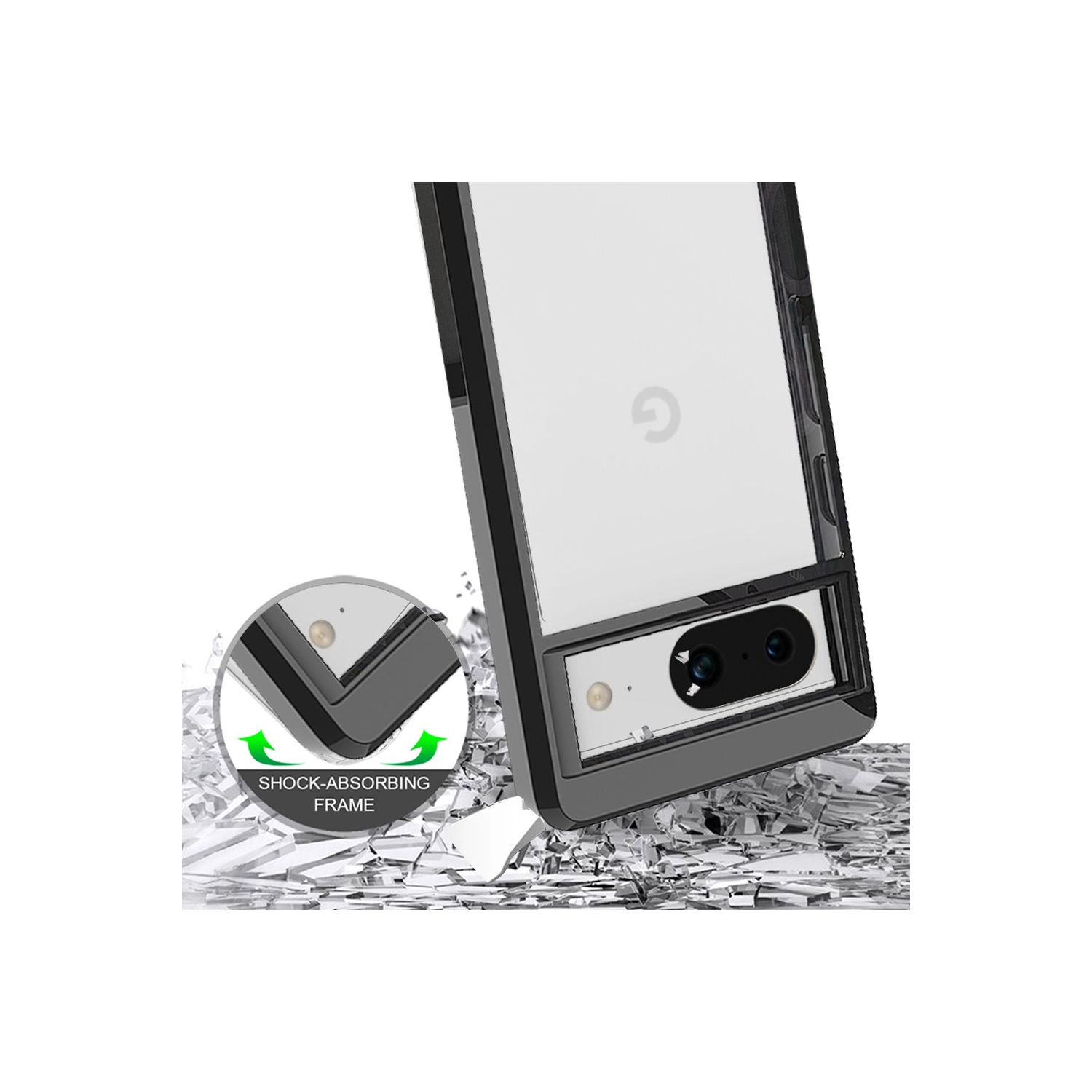 Mobile Magic For Google Pixel 8 5G Clear Transparent Hybrid Case Cover - Clear PC + Black TPU