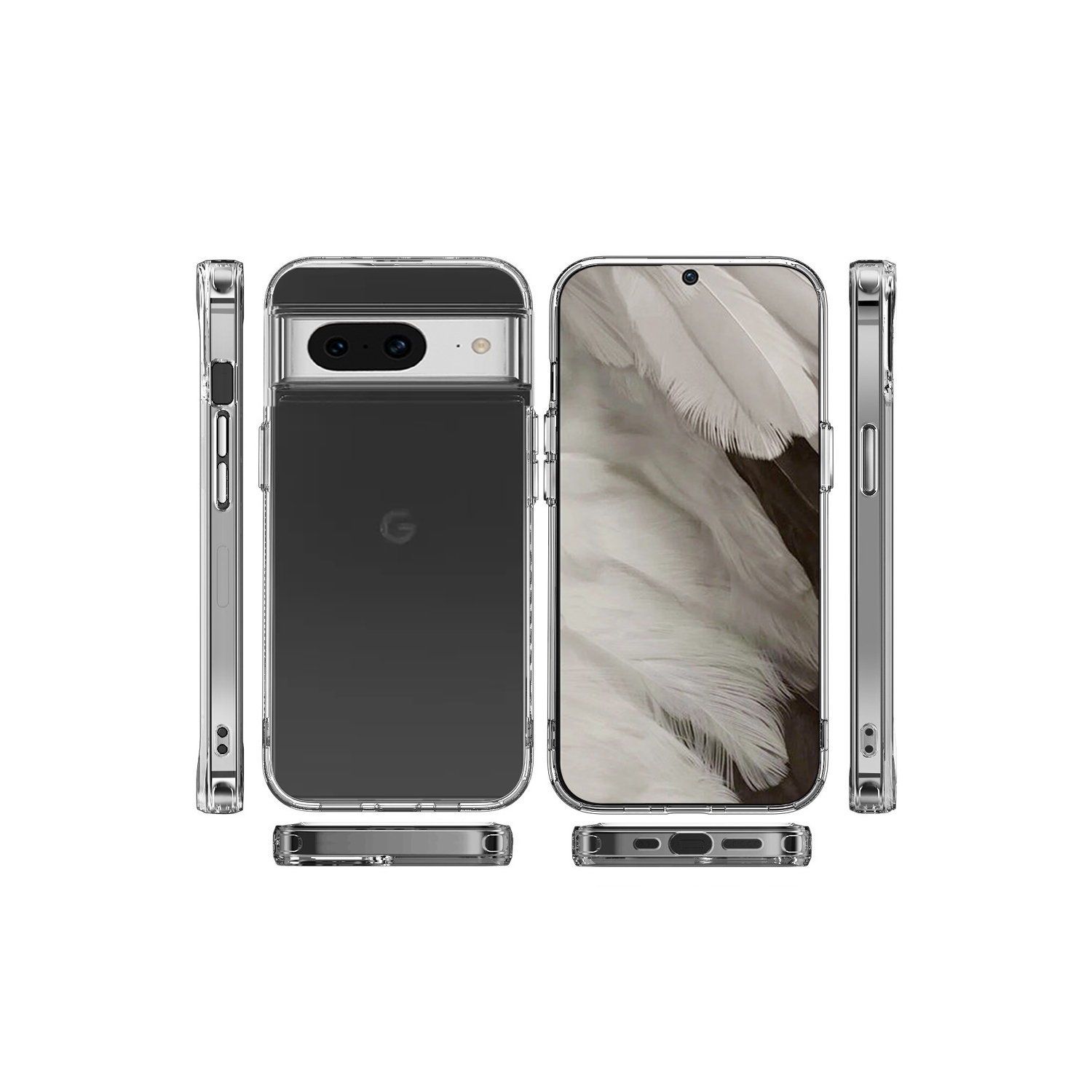 Mobile Magic For Google Pixel 8 5G PURE CRYSTAL Transparent Thick 2.0mm ShockProof Chromed Buttons Case Cover - Clear
