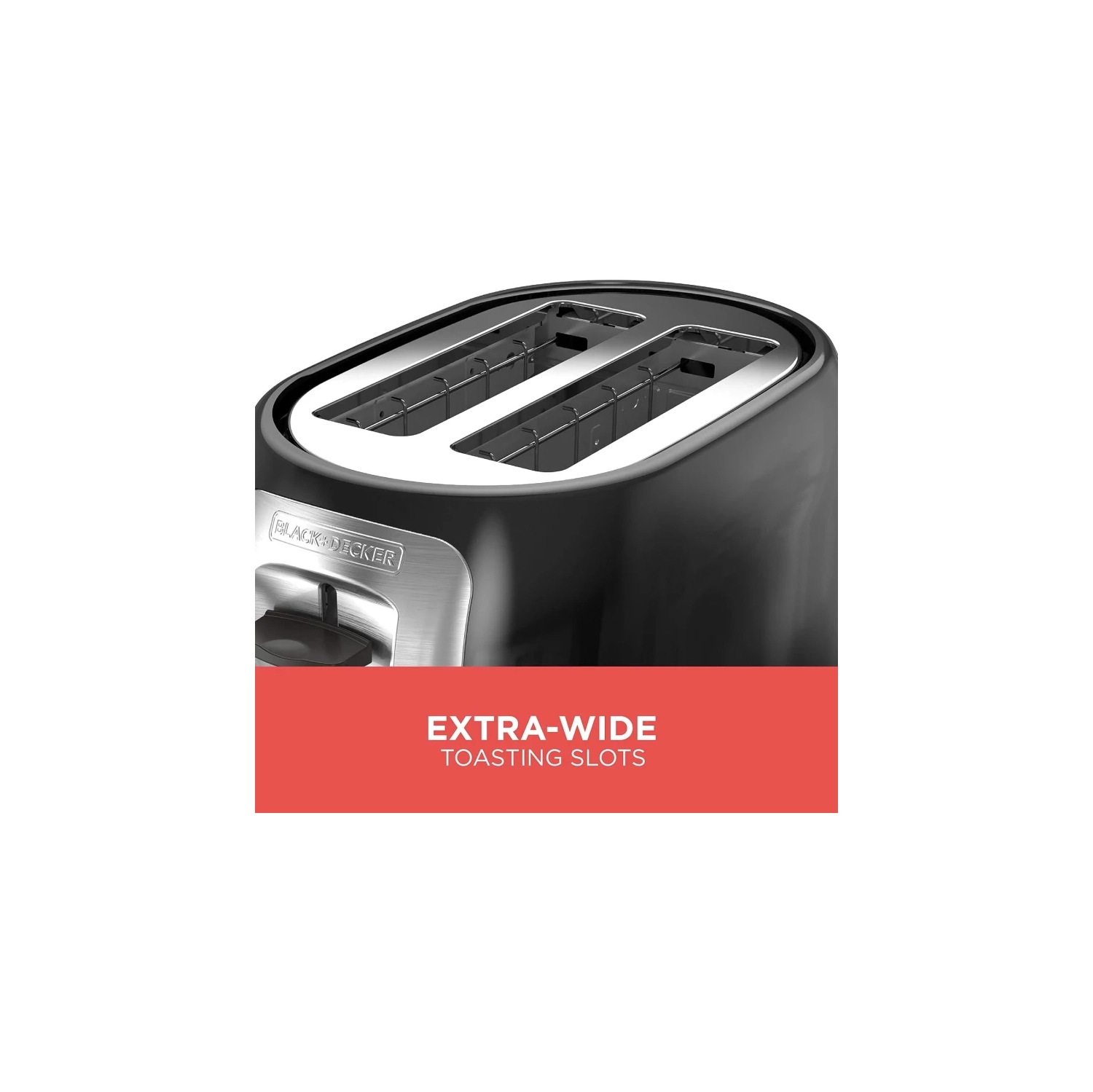 Grille-pain classique ovale à 2 fentes - Noir avec garnitures en acier inoxydable, fentes très larges, modèle TR1278&nbsp;B