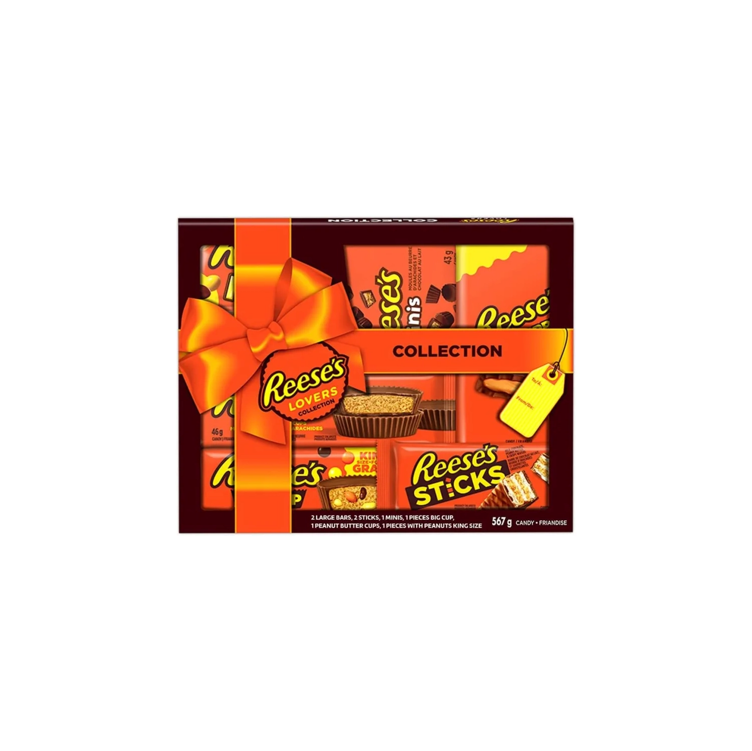 Delicious REESE'S Lovers Chocolate Peanut Butter Assorted Gift Box - 567g (8 Bars)