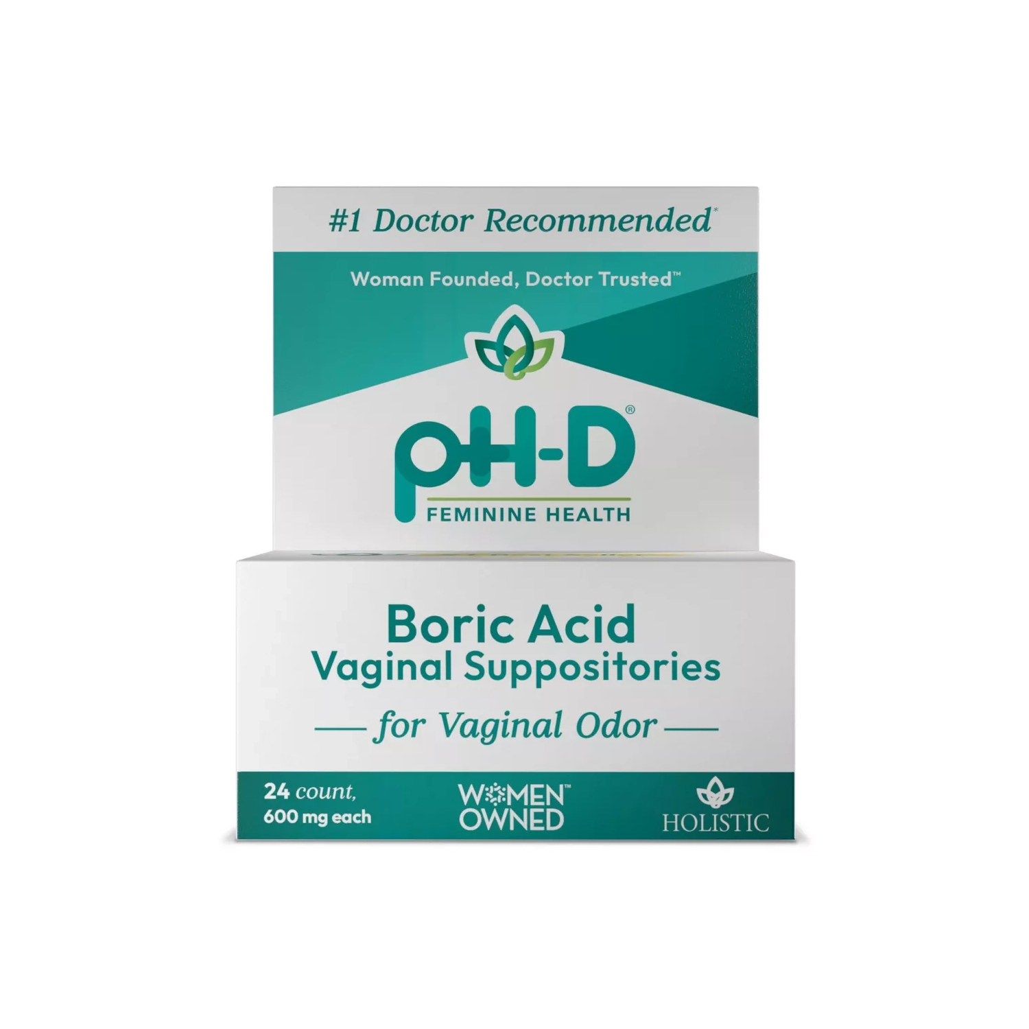 pH-D Feminine Health Boric Acid Vaginal Suppositories - 24ct