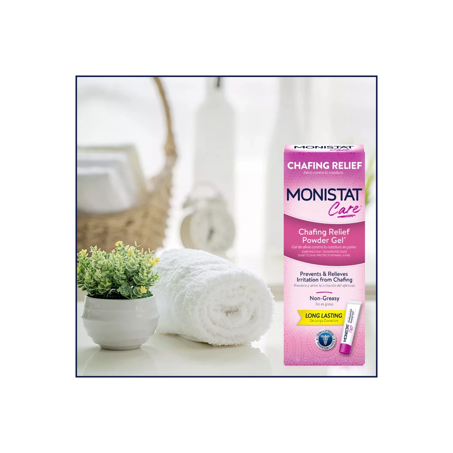 Monistat Care Feminine Chafing Relief Powder Gel, Anti-Chafe Protection - 1.5  oz, 2-Pack