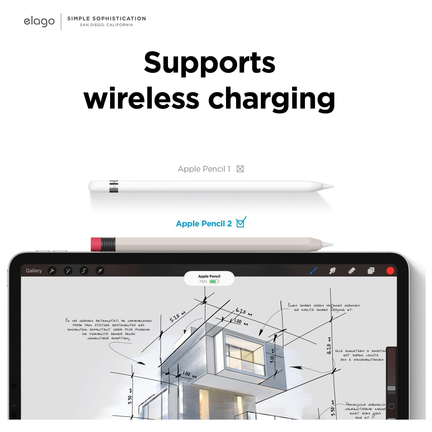 elago Classic Pencil Case Compatible with Apple Pencil 2nd Generation Cover Sleeve, Durable Silicone, Protective Holder Skin, Compatible with