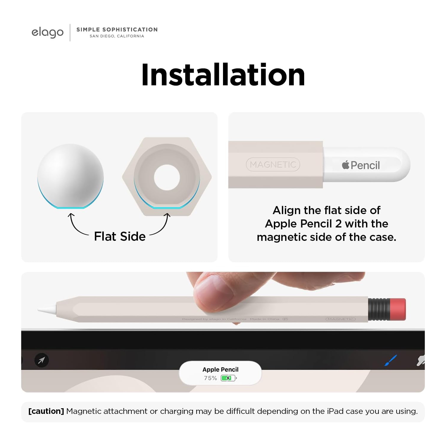 elago Classic Pencil Case Compatible with Apple Pencil 2nd Generation Cover Sleeve, Durable Silicone, Protective Holder Skin, Compatible with