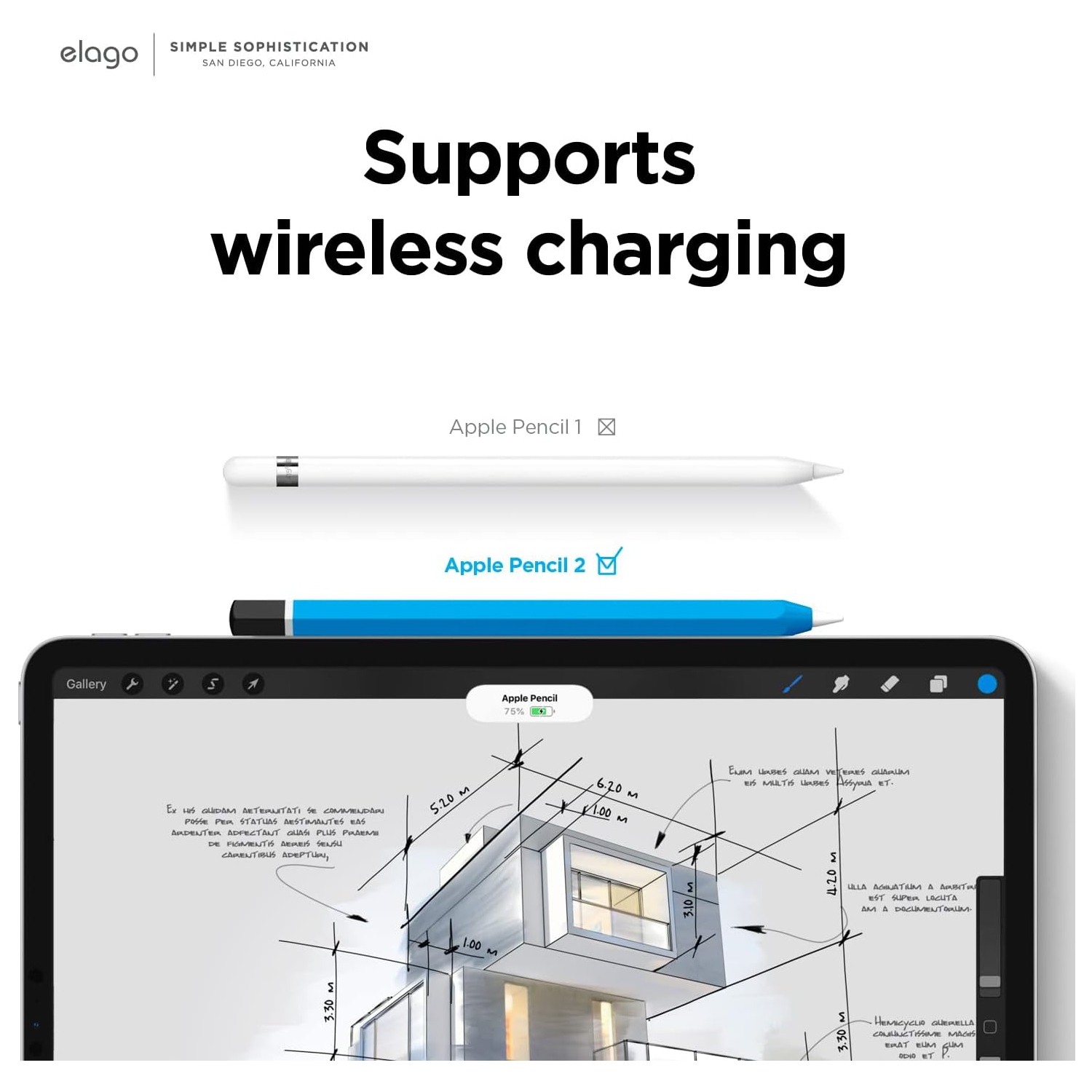 elago Classic Pencil Case Compatible with Apple Pencil 2nd Generation Cover Sleeve, Compatible with Magnetic Charging and Double Tap [Blue]