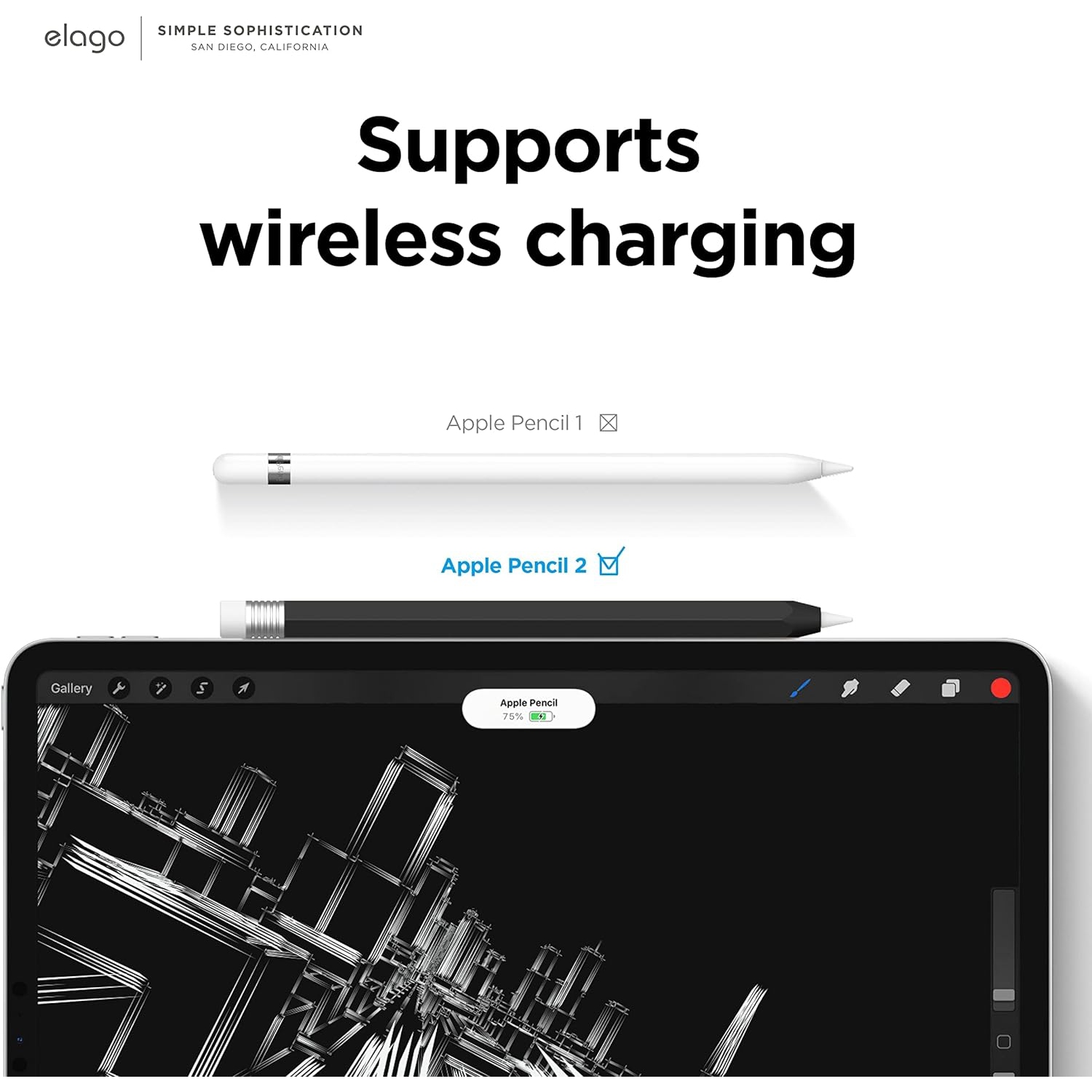 elago Classic Pencil Case Compatible with Apple Pencil 2nd Generation Cover Sleeve, Compatible with Magnetic Charging & Double Tap [Black]