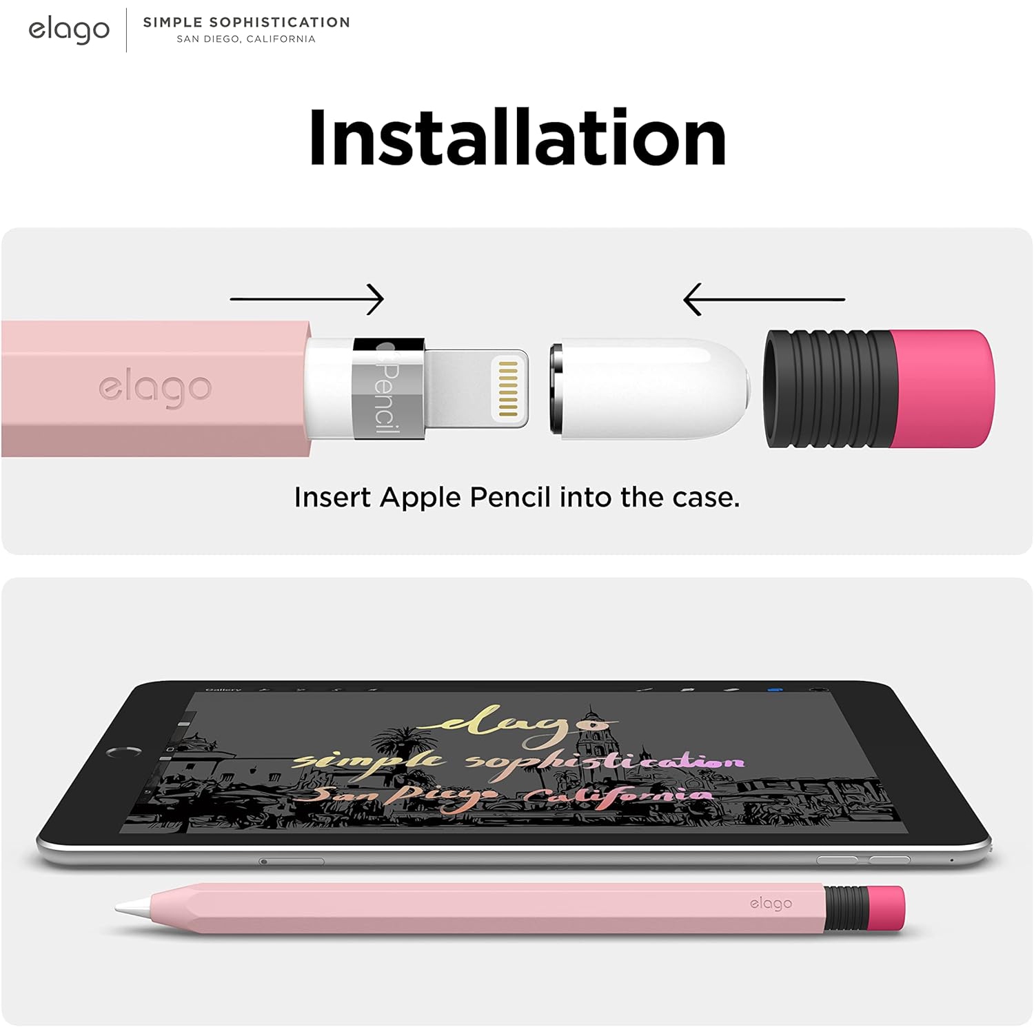 elago Classic Pencil Case Compatible with Apple Pencil 1st Generation Cover Sleeve, Classic Design, Perfect Grip, Protective Skin, Premium Silicone