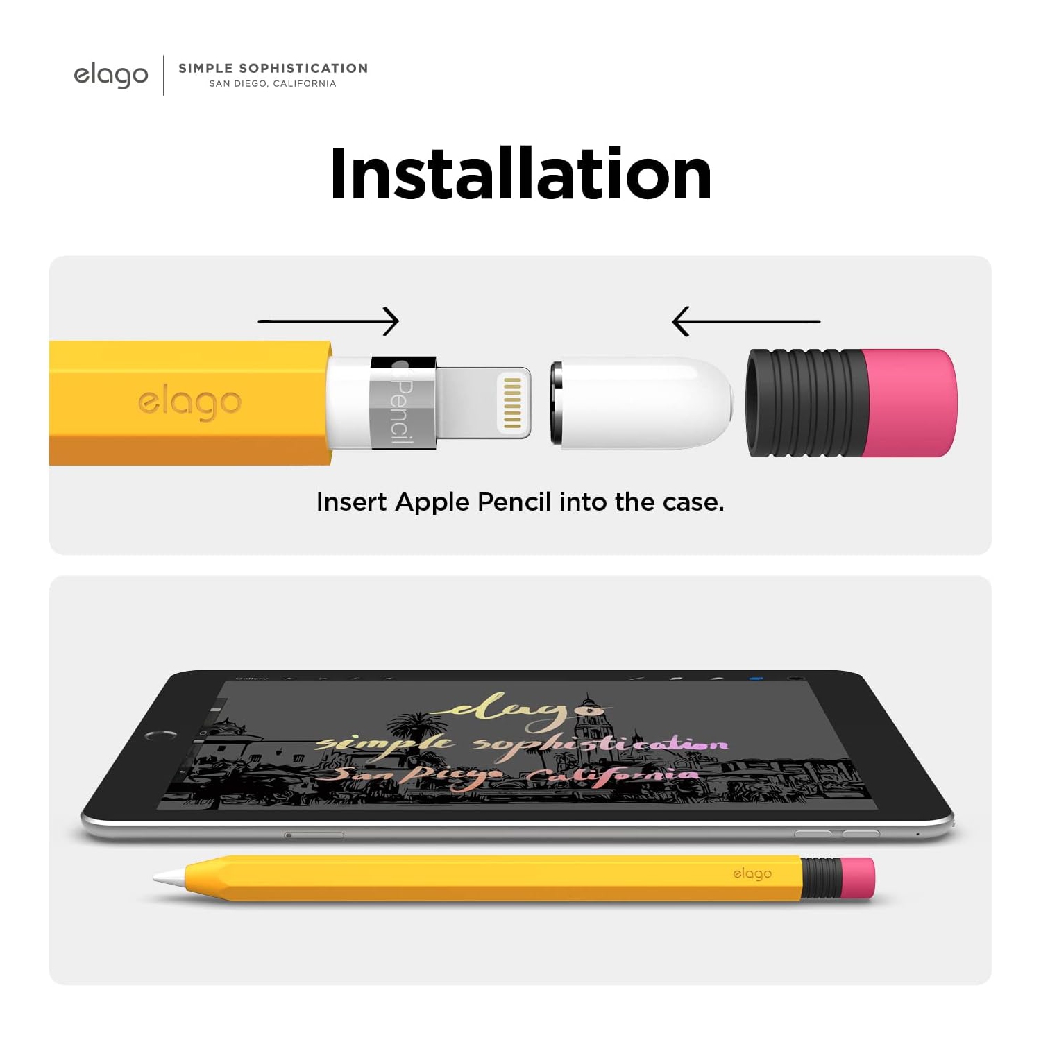 elago Classic Pencil Case Compatible with Apple Pencil 1st Generation Cover Sleeve, Classic Design, Perfect Grip, Protective Skin, Premium Silicone