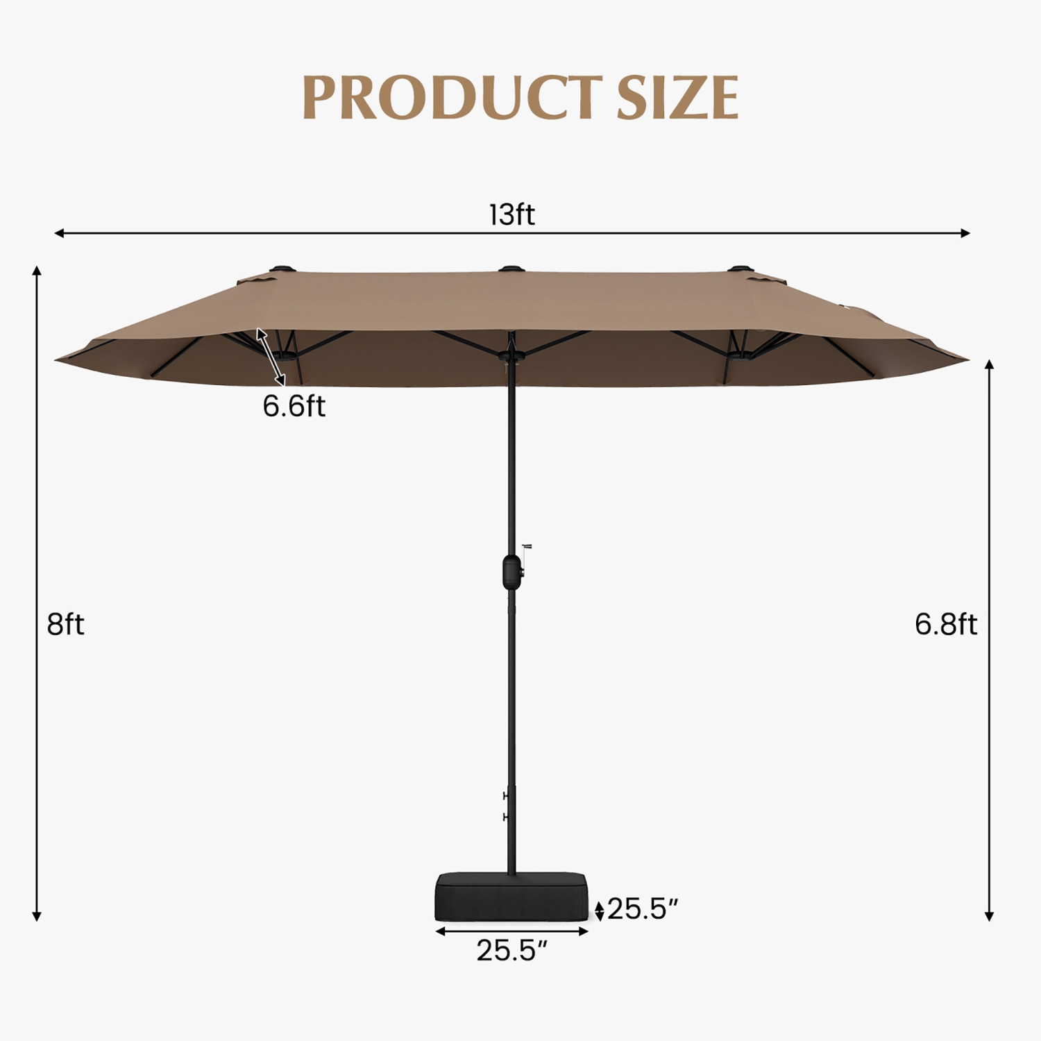 Gymax 13FT Double-sided Patio Umbrella w/ Crank Handle Umbrella Base Safety Lock