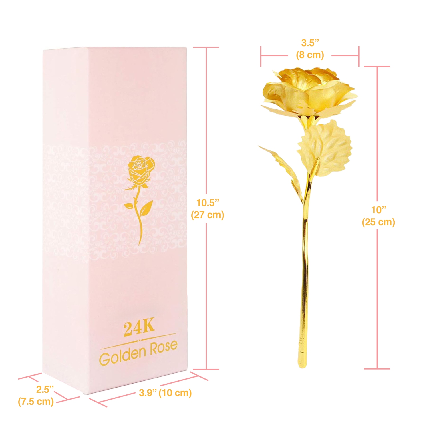 24k Gold Rose with Luxury Gift Box - 10-inch Golden Rose Metal Single Roses and Valentine's Day Gifts Idea for Women, Loved Ones, Mom, Wife,