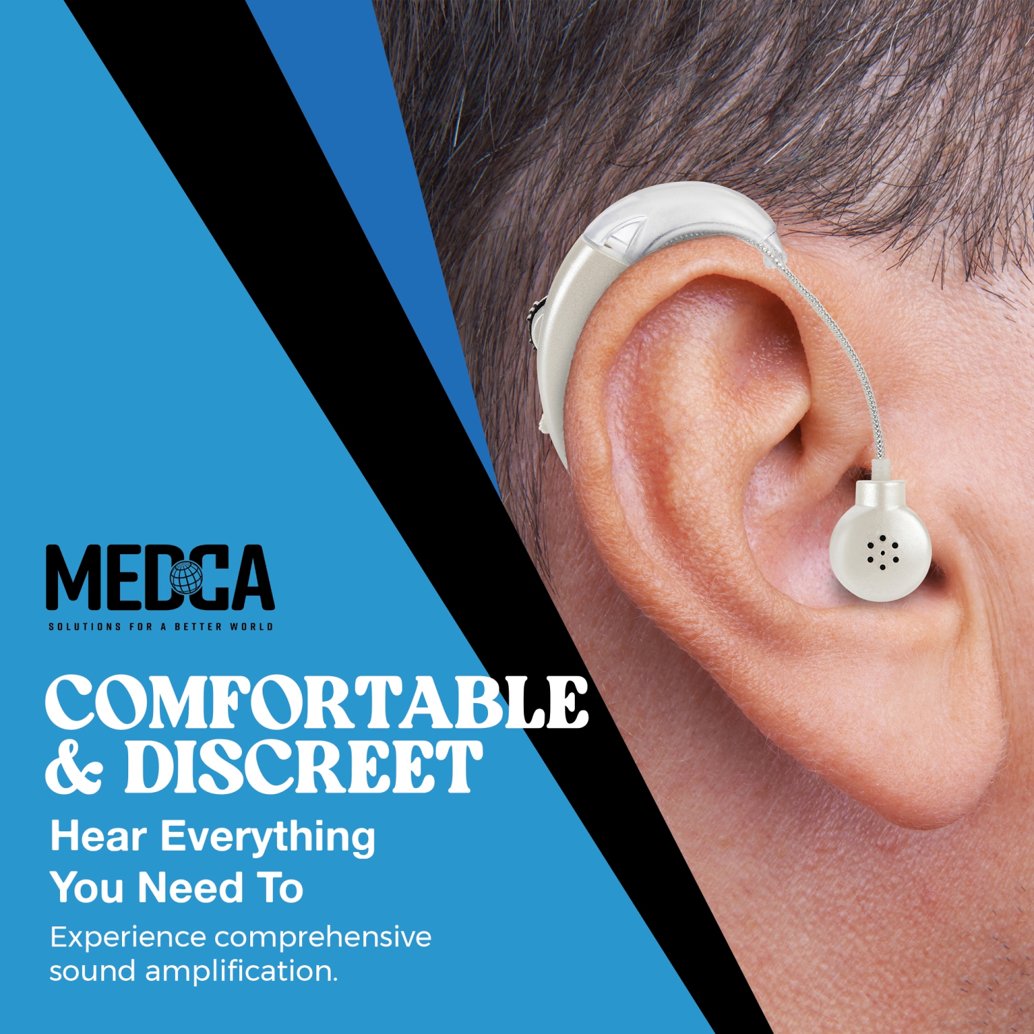 Amplificateur de son derrière l'oreille – appareil d'amplification auditive BTE et système d'amélioration du son numérique PSAD pour les