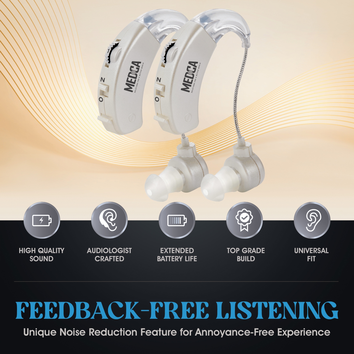 Amplificateur de son derrière l'oreille – appareil d'amplification auditive BTE et système d'amélioration du son numérique PSAD pour les