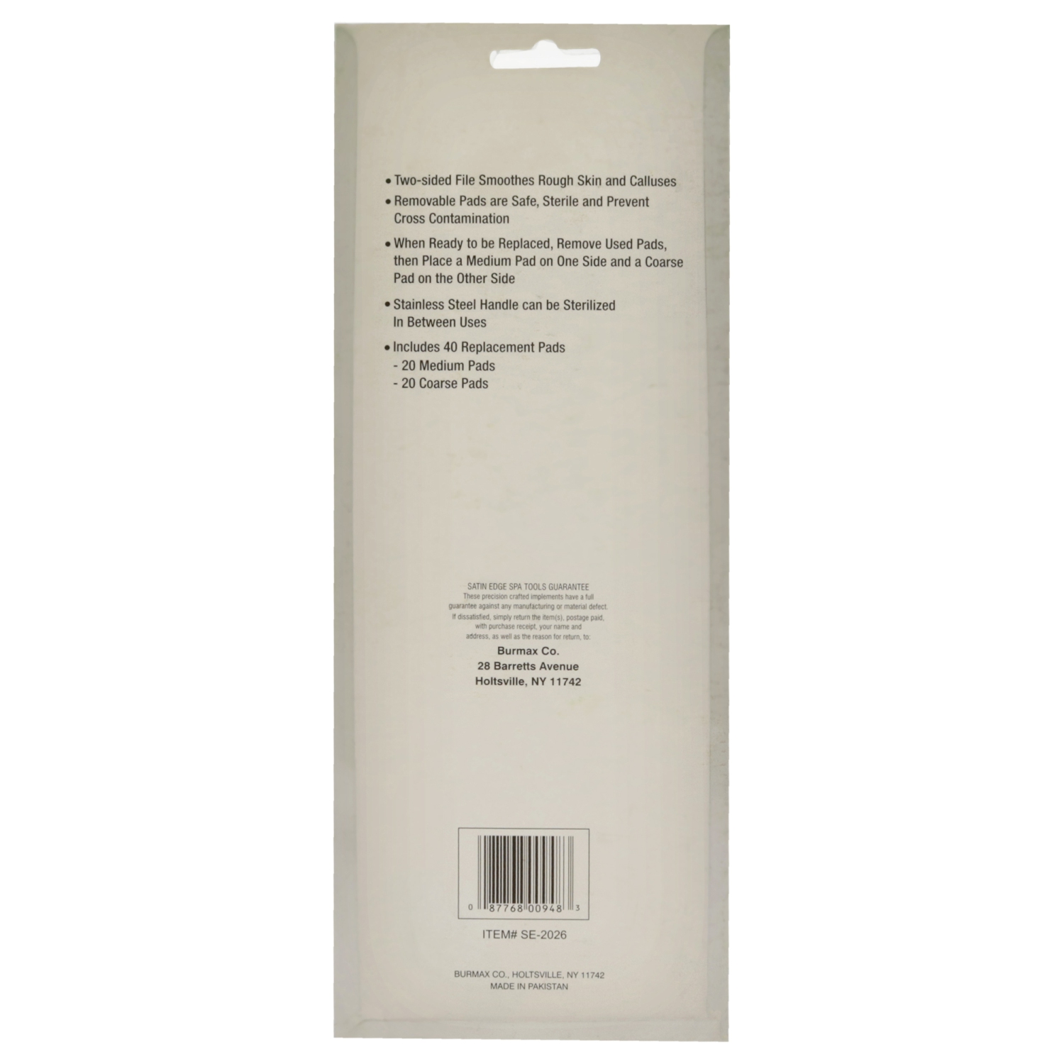 Lime à pieds en acier inoxydable 40 tampons de rechange de Satin Edge pour unisexe - 41 lime à ongles PC, 20pc tampons moyens, 20pc tampons